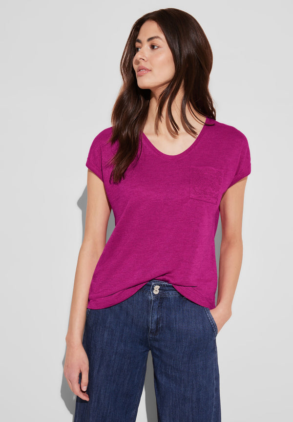 Leinen Look T-Shirt