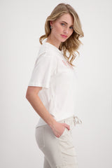 T-Shirt mit Pailletten Stickerei