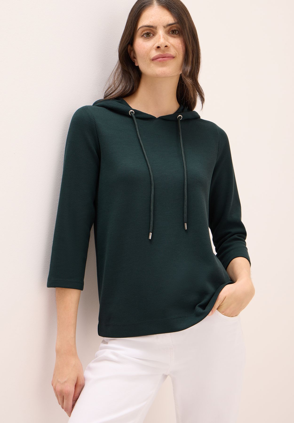 Hoodie Shirt in Rippstruktur