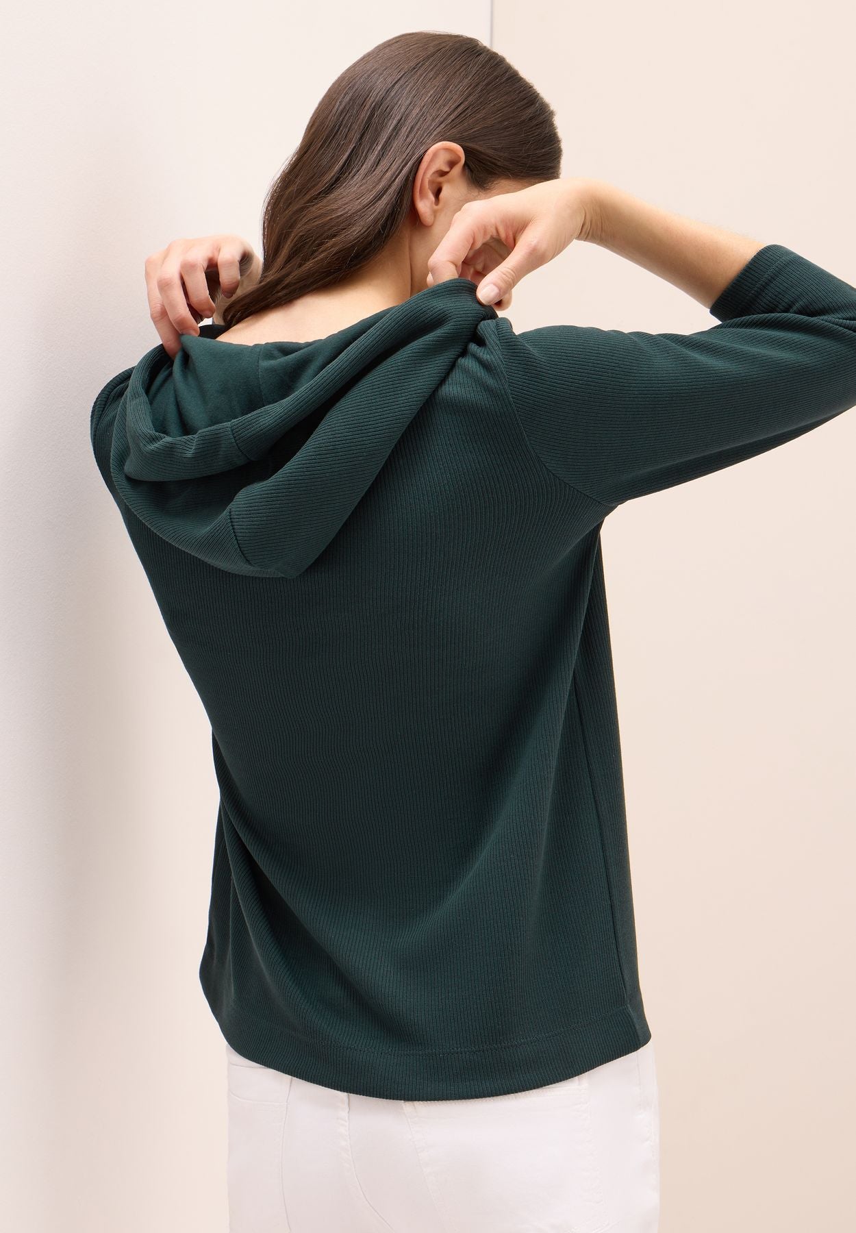 Hoodie Shirt in Rippstruktur