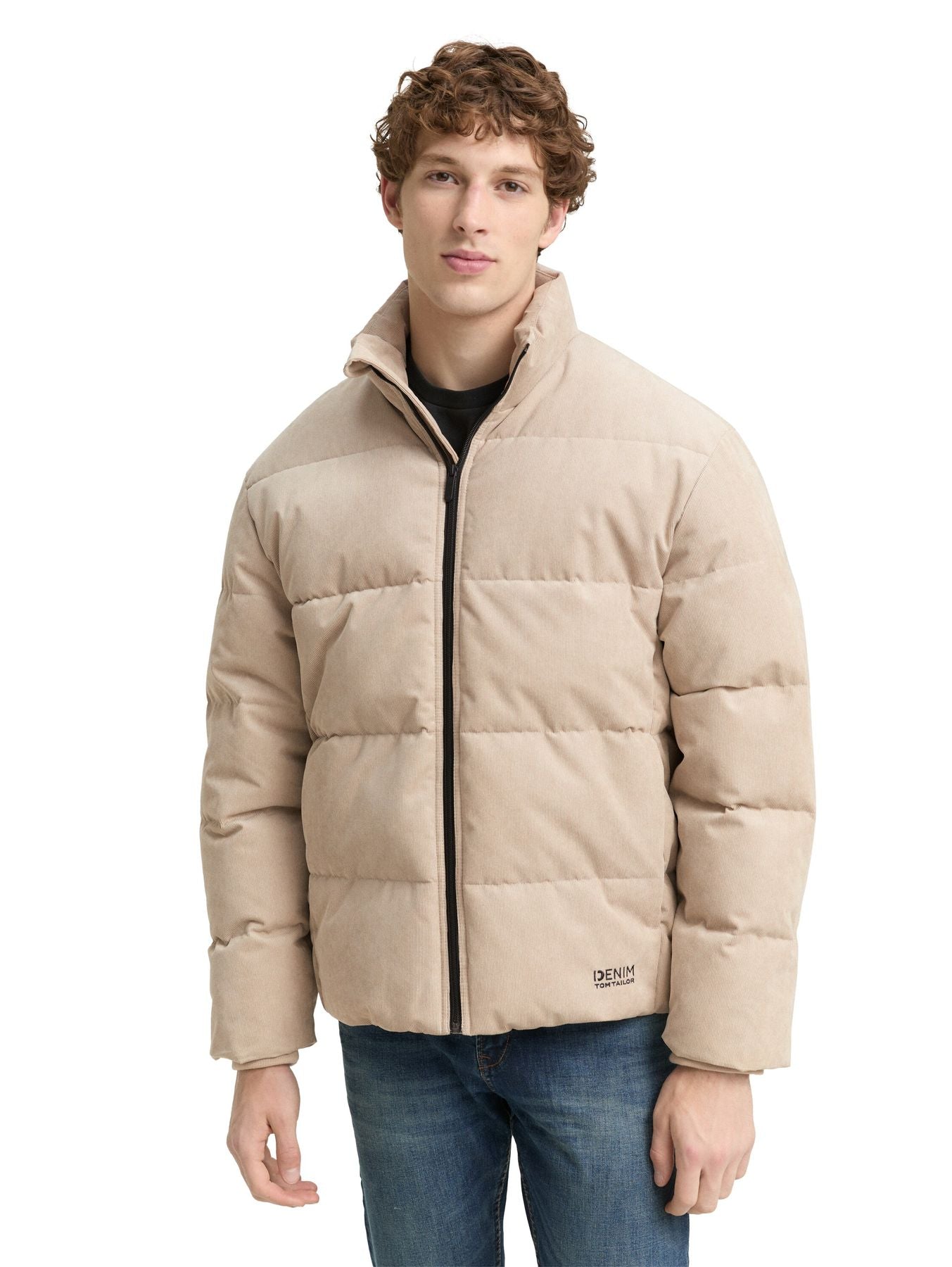 Cord Puffer-Jacke mit Stehkragen
