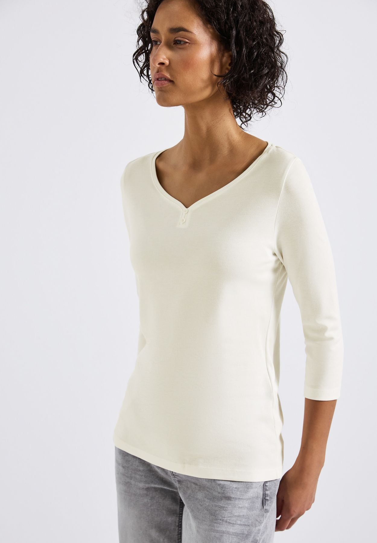 Basic Shirt mit Knopfdetail