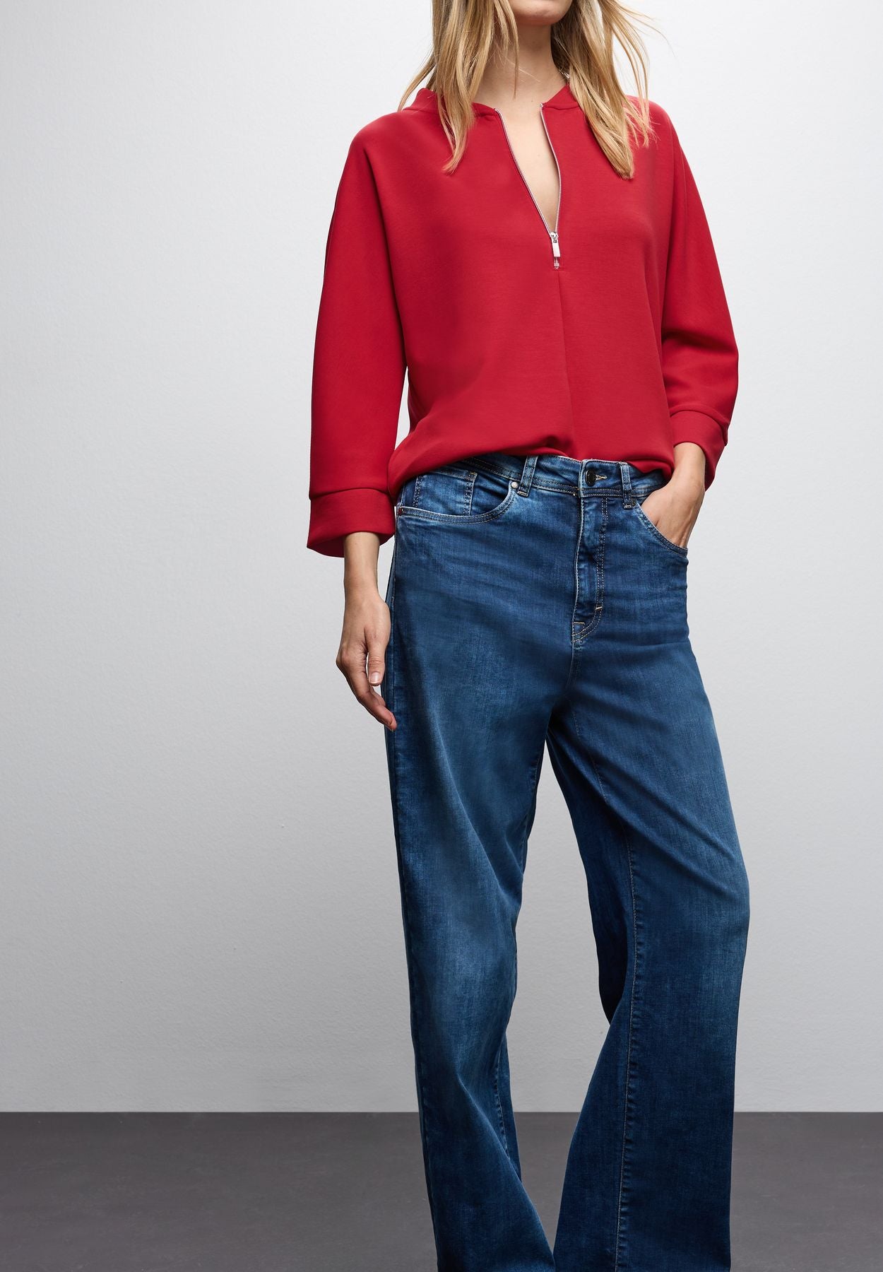 Silk-Look Shirt mit Zipper