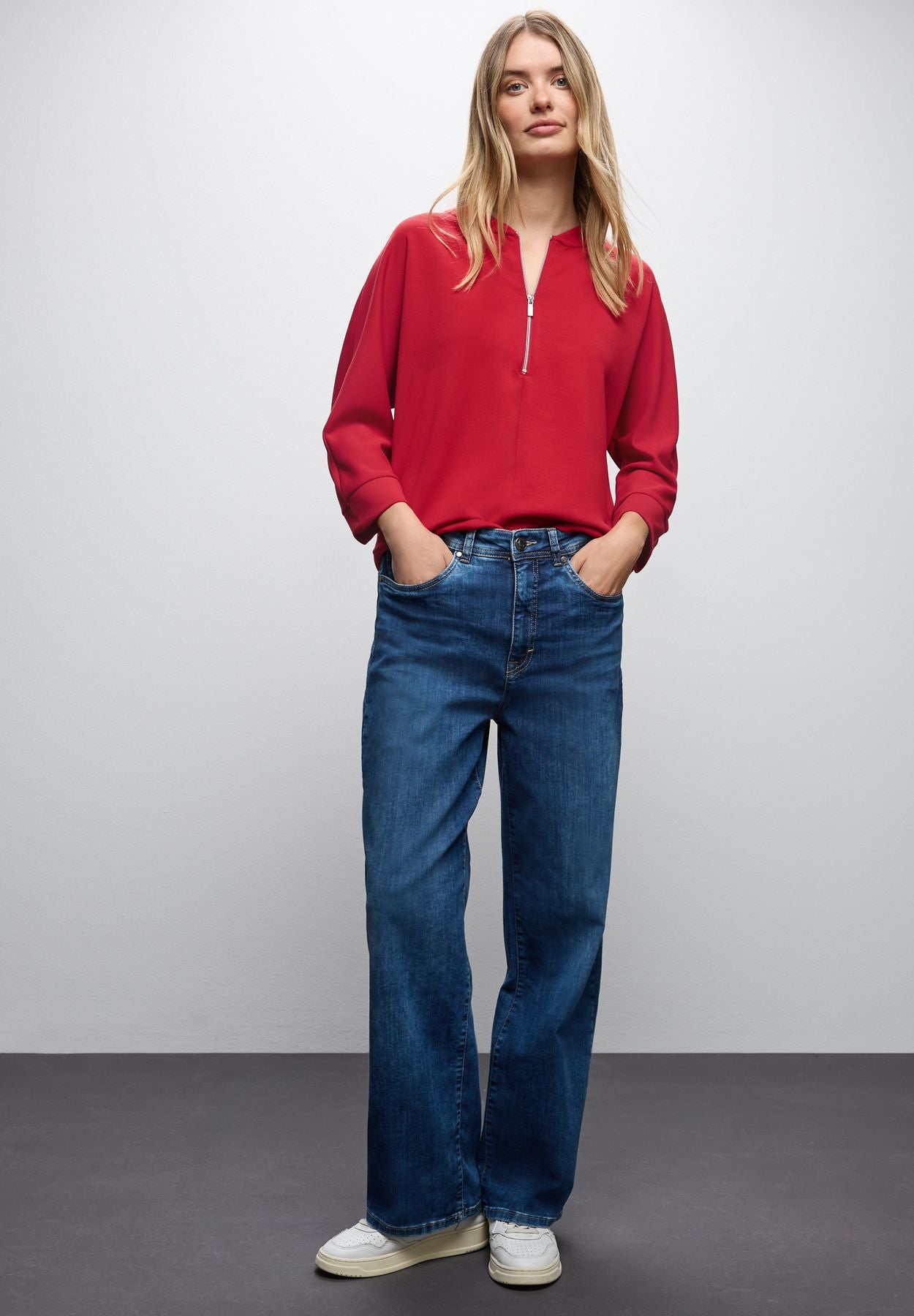 Silk-Look Shirt mit Zipper