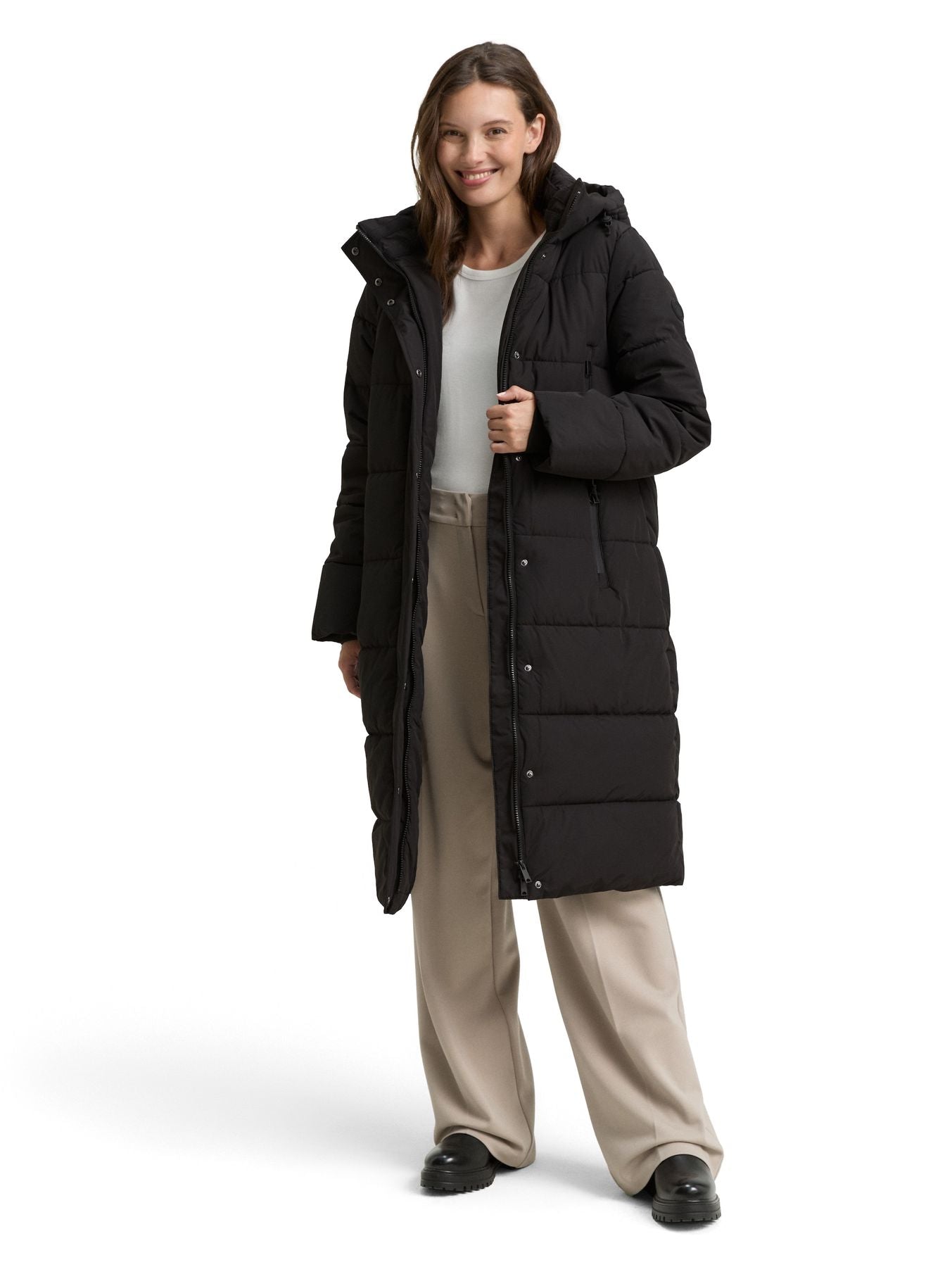 Puffer-Mantel mit abnehmbarer Kapuze