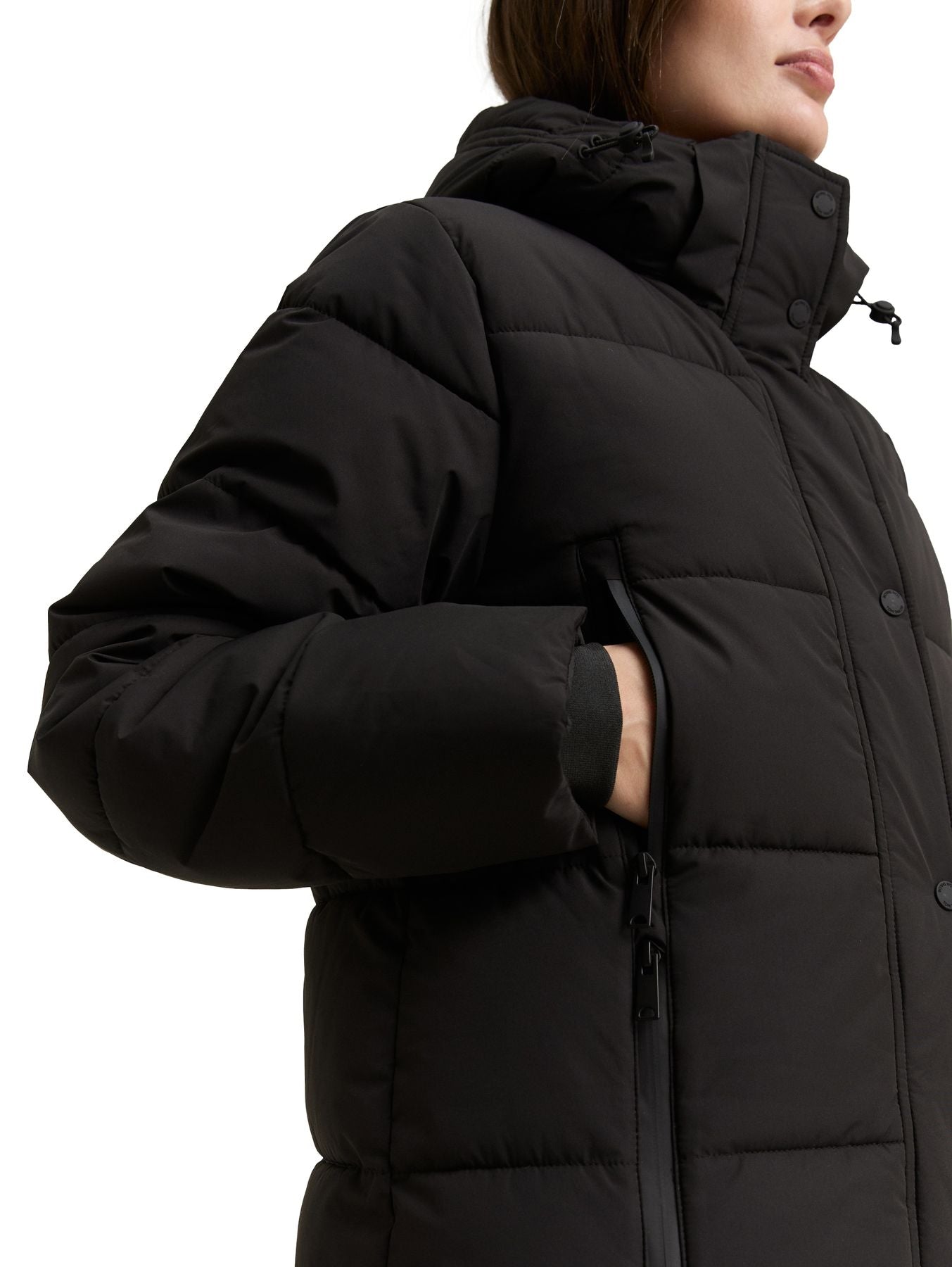 Puffer-Mantel mit abnehmbarer Kapuze