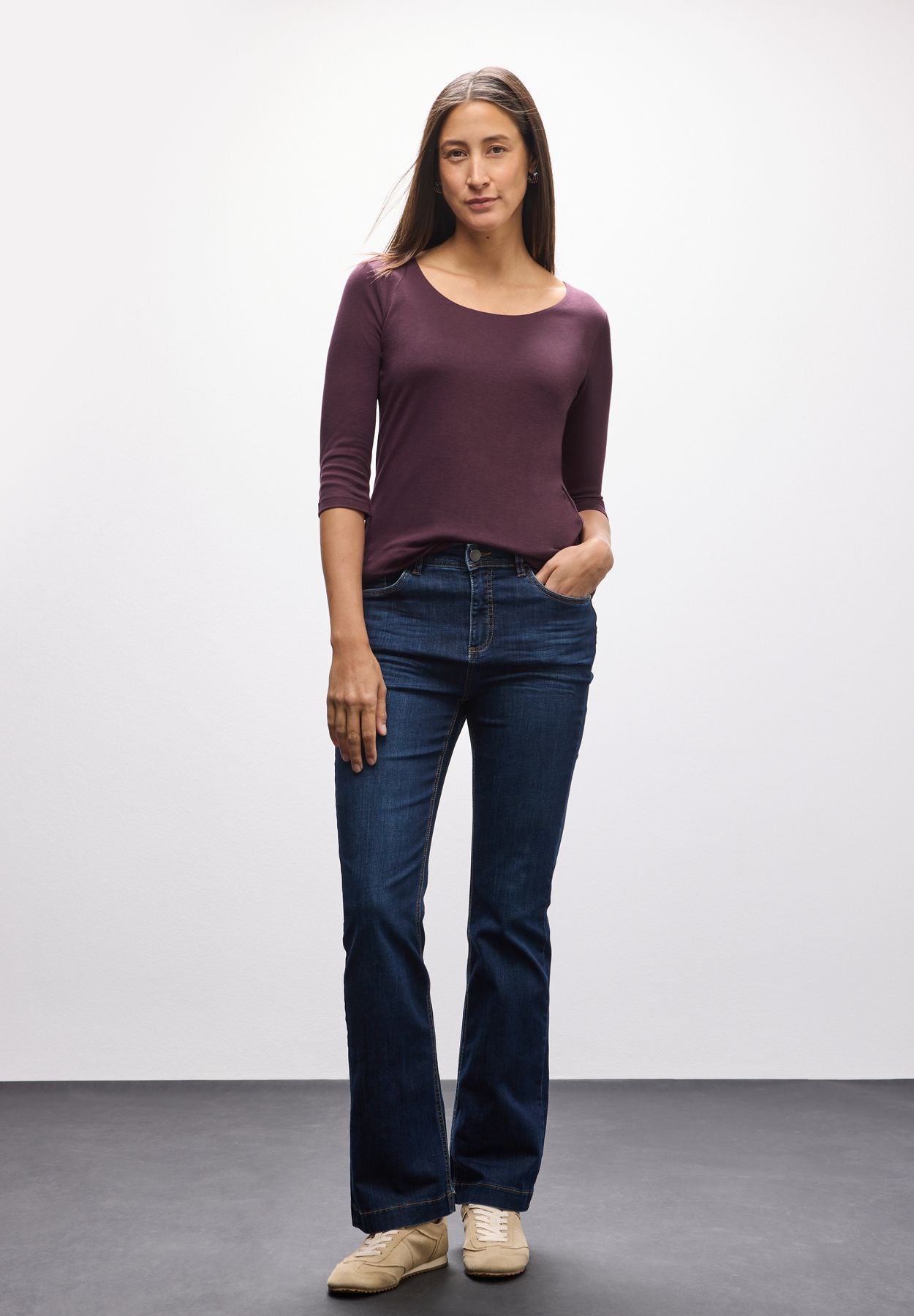 Basic T-Shirt mit 3/4 Arm