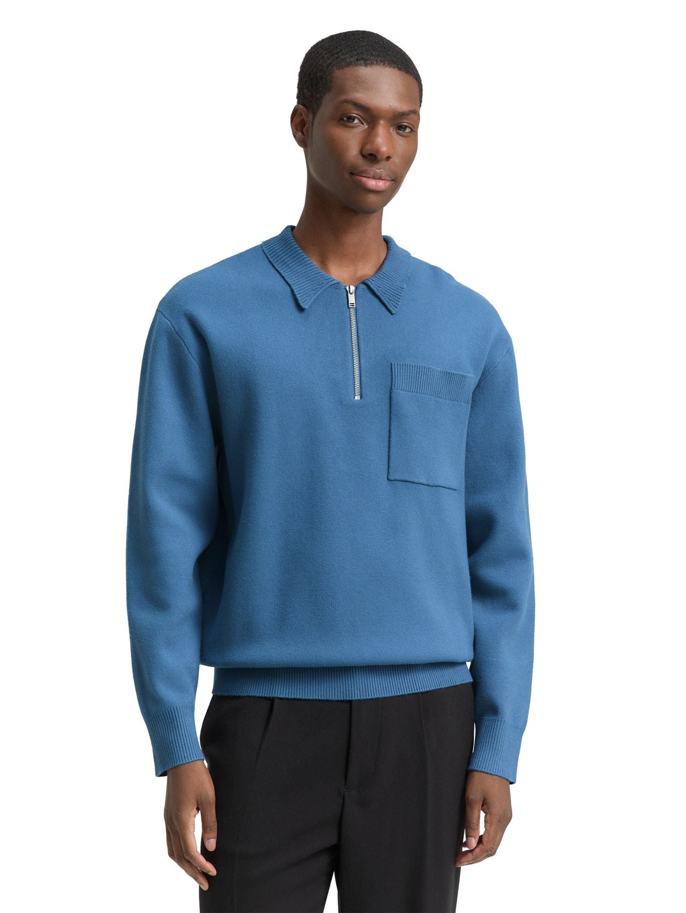 Relaxed Fit Strickpullover mit Polokragen