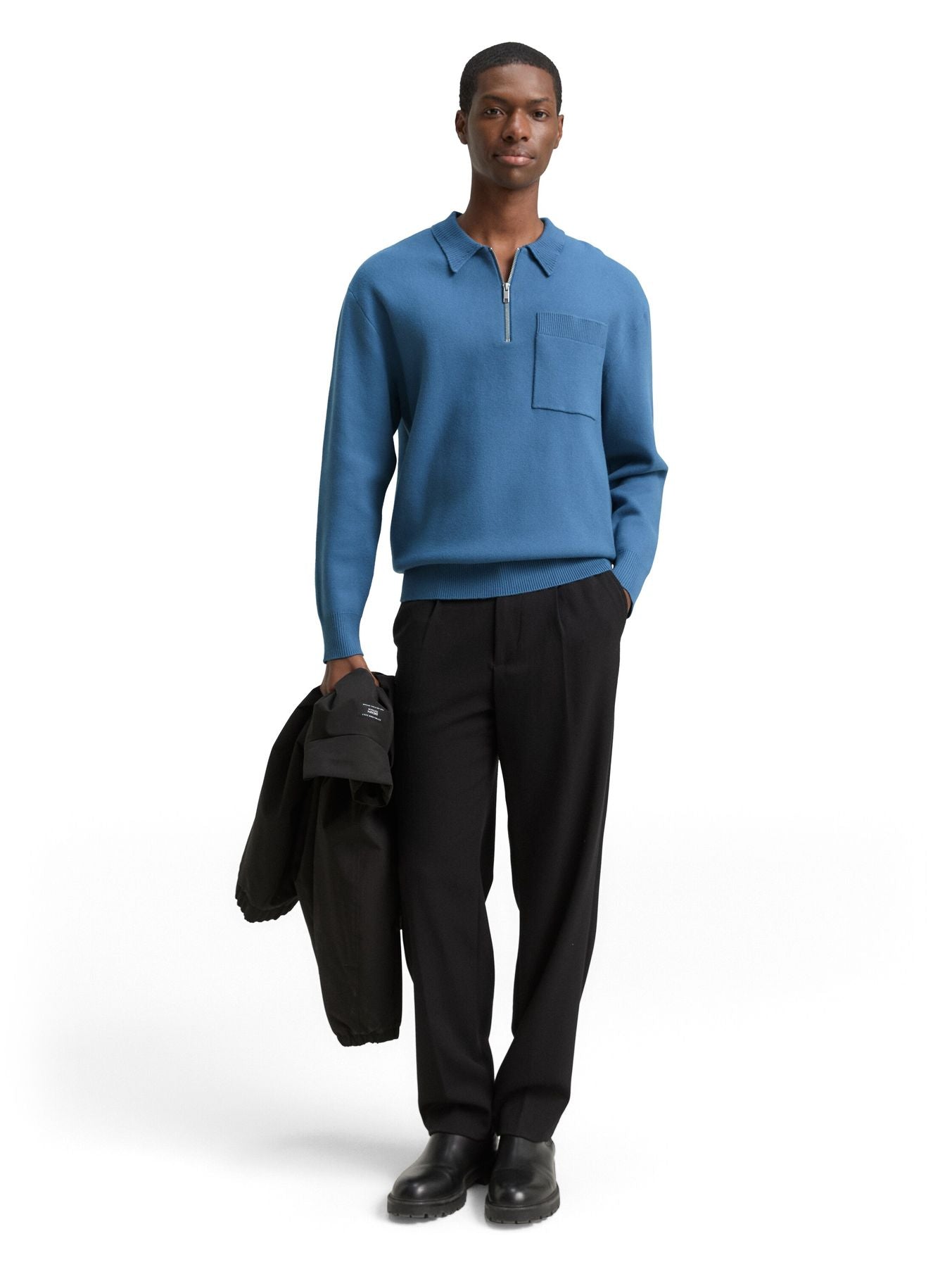 Relaxed Fit Strickpullover mit Polokragen