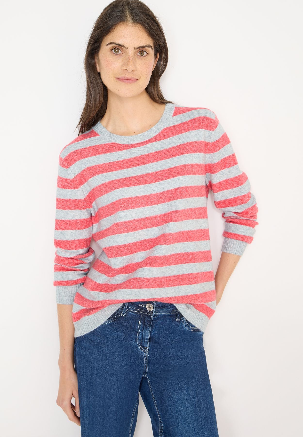 Gestreifter Melange Pullover
