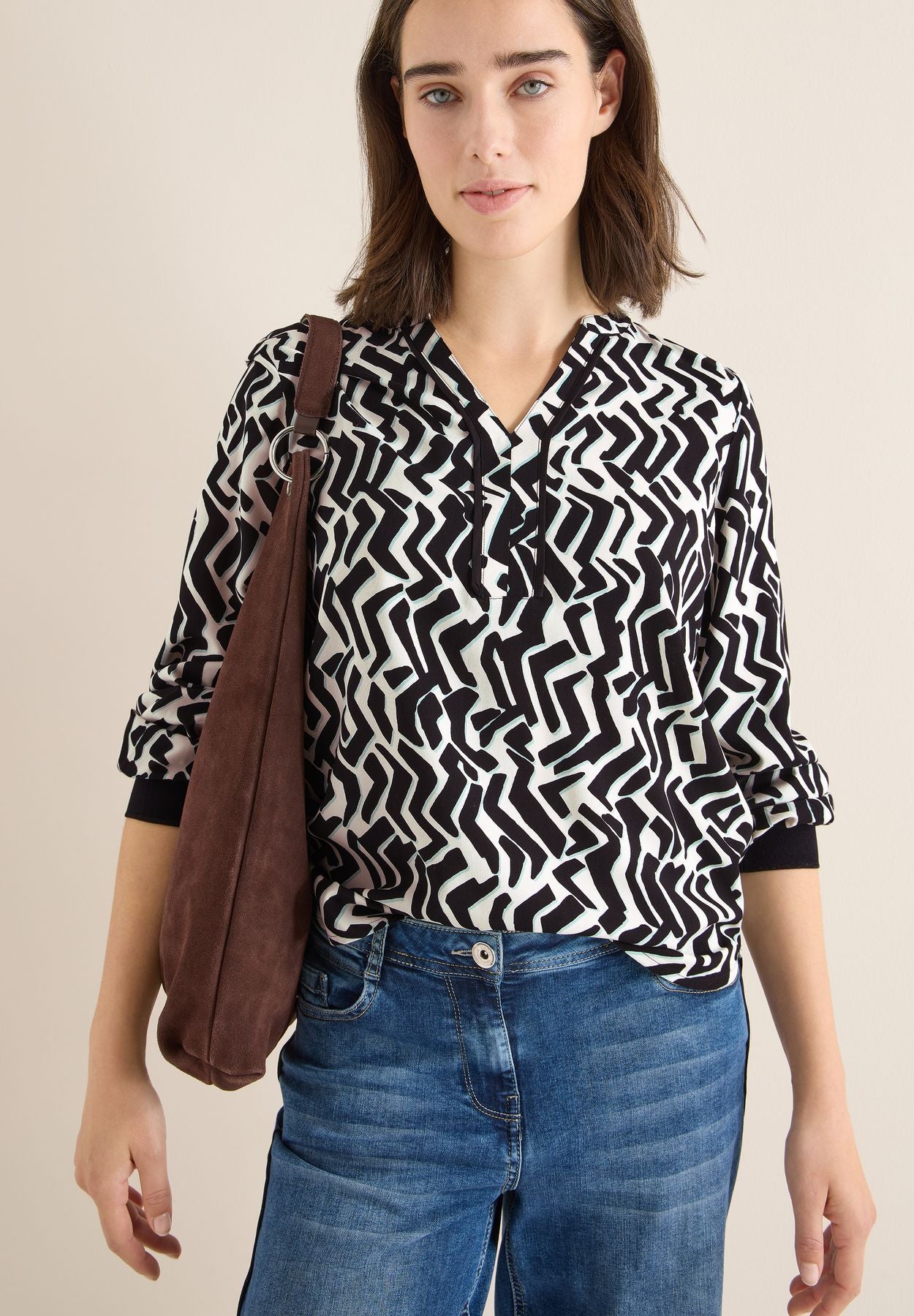 Print-Bluse mit Tape