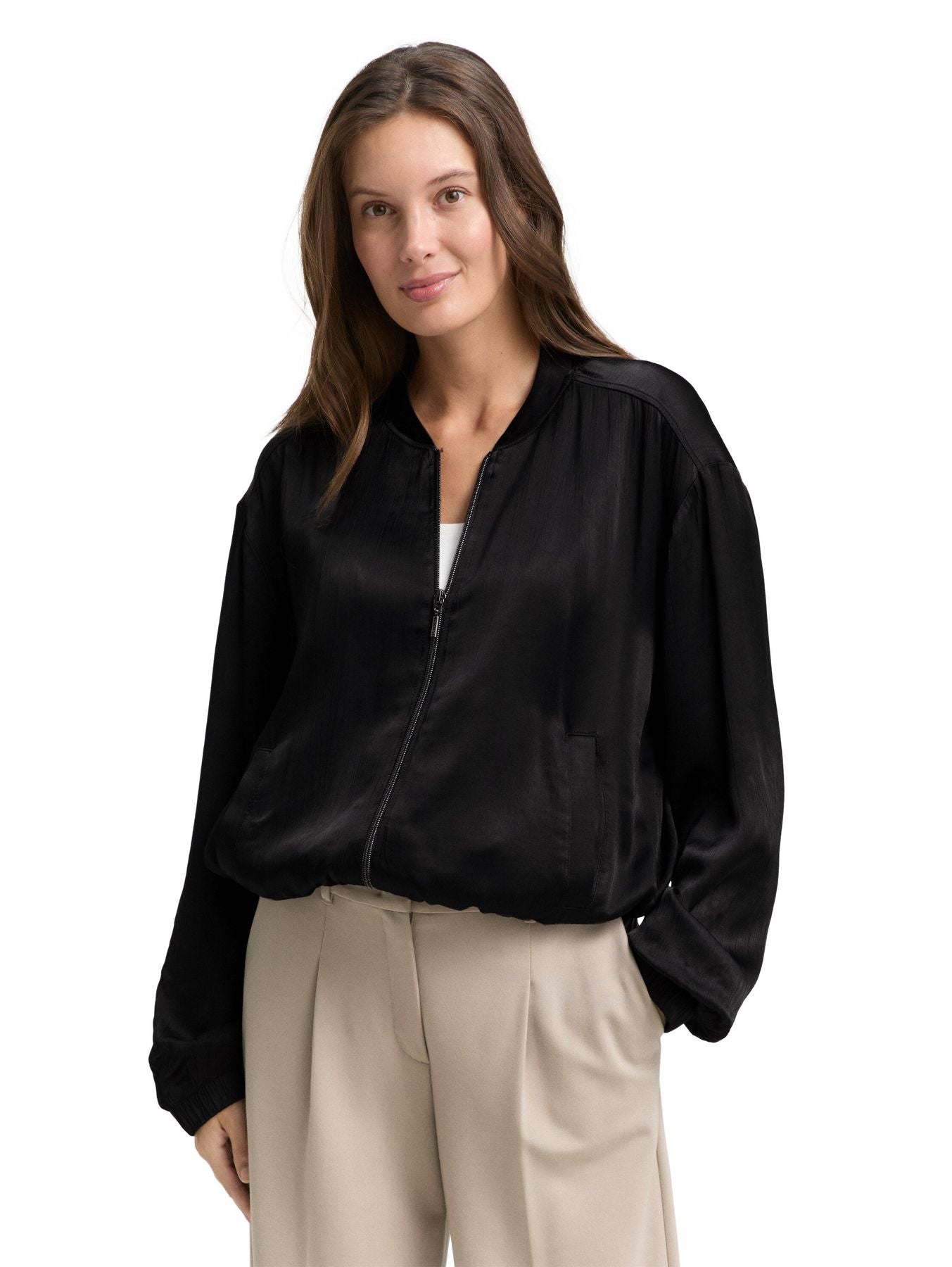 Oversize Satin Bomber Jacke