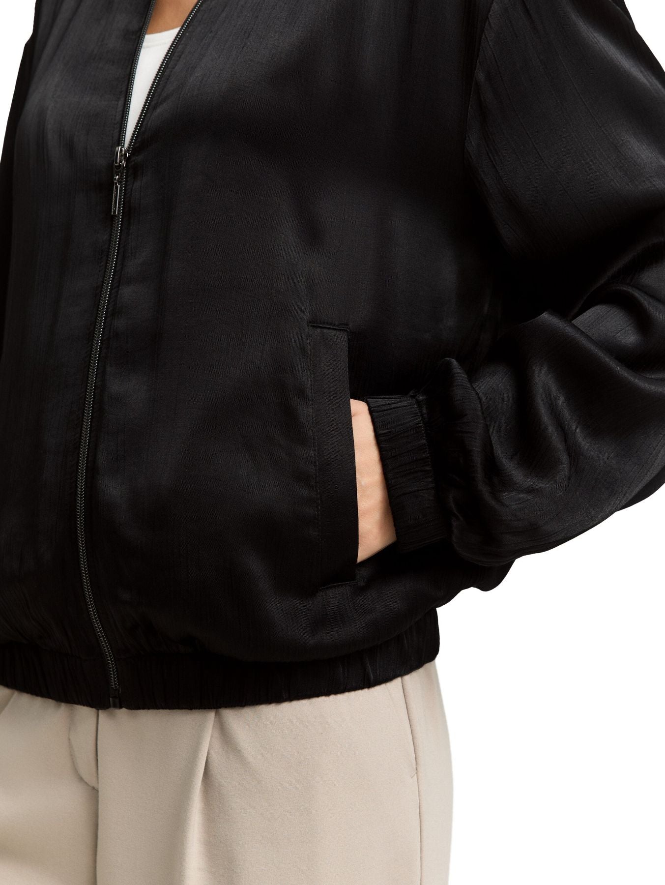 Oversize Satin Bomber Jacke