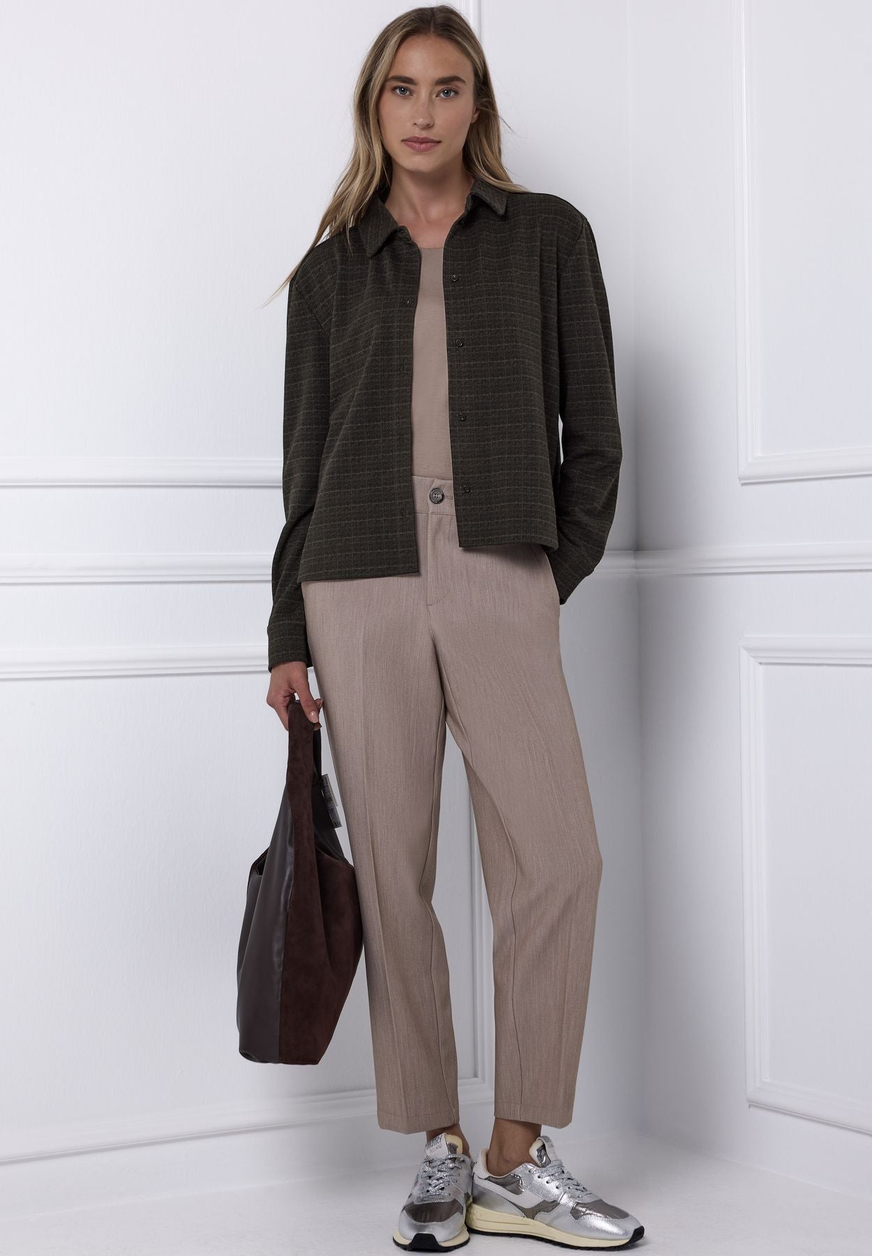 Karierte Jacquard Hemdbluse