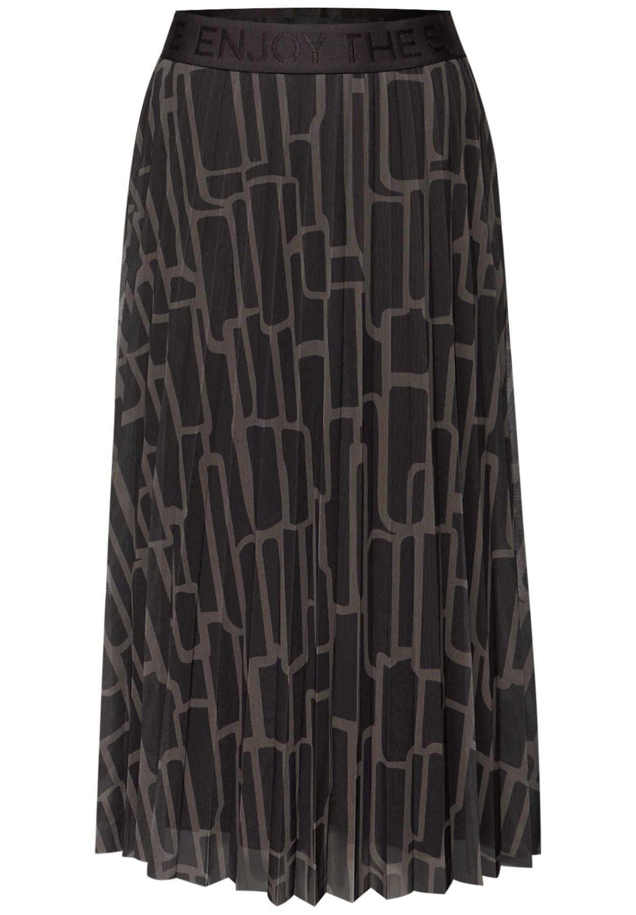Mesh Plissée Rock mit Print