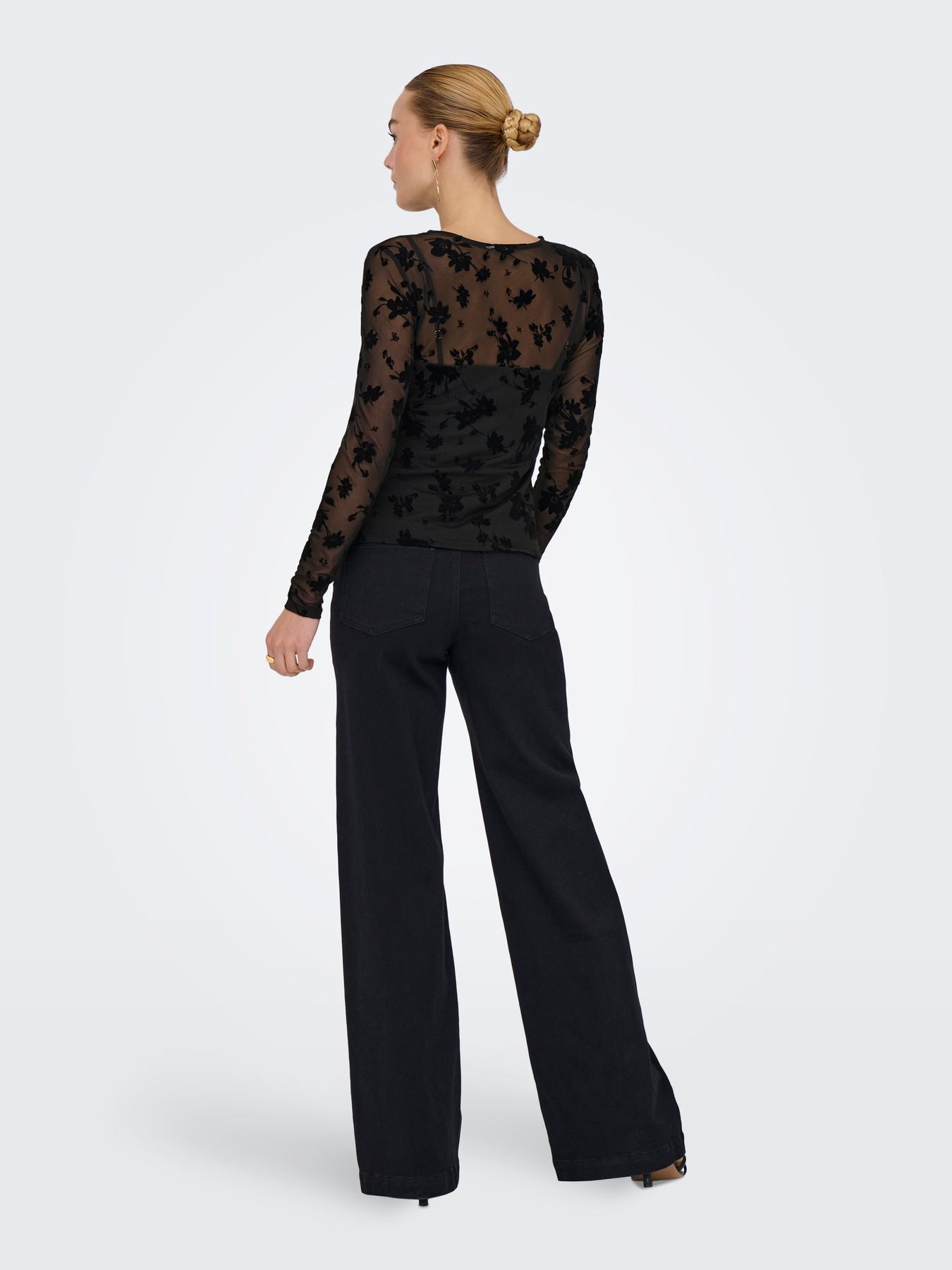 ONLBECKI LS MIX FLOCKED TOP WVN