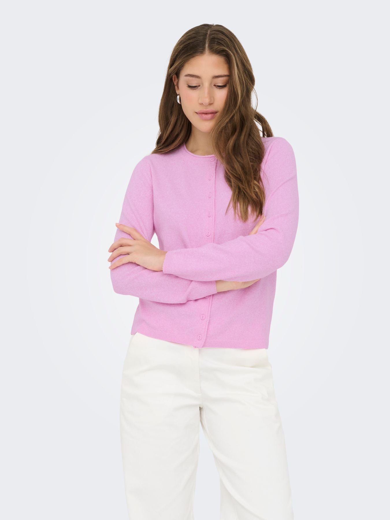 ONLLOYAL LS O-NECK BUTTON CARDI KNT NOOS