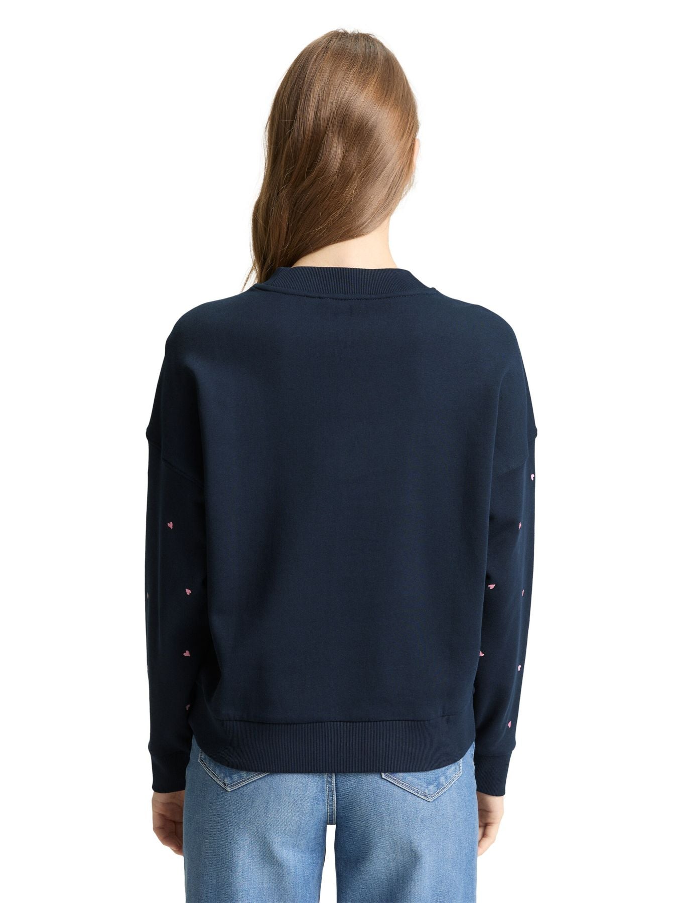 Loose Fit Sweatshirt mit Herz-Stickerei