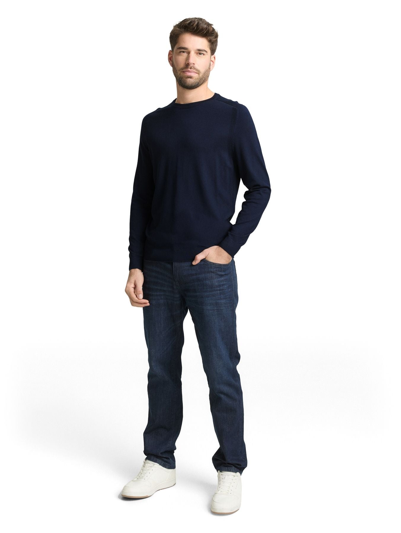 Basic Strickpullover mit Rundhalsausschnitt
