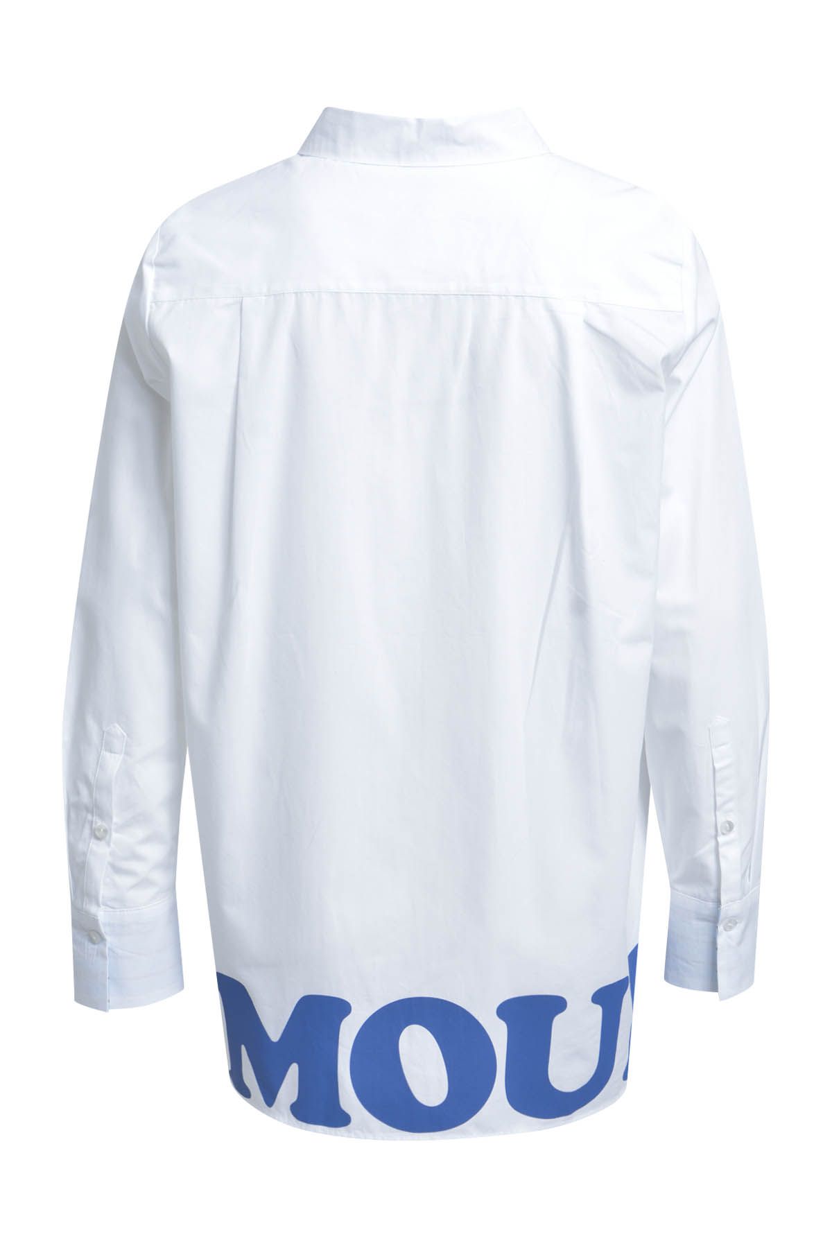 Shirt Collar Blouse with wording at hem