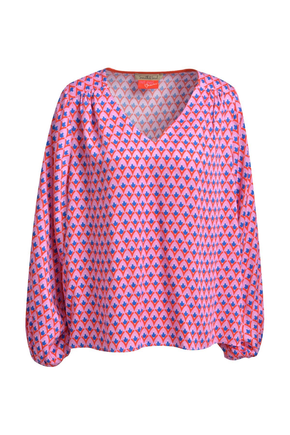 V-neck Volume Slv Blouse