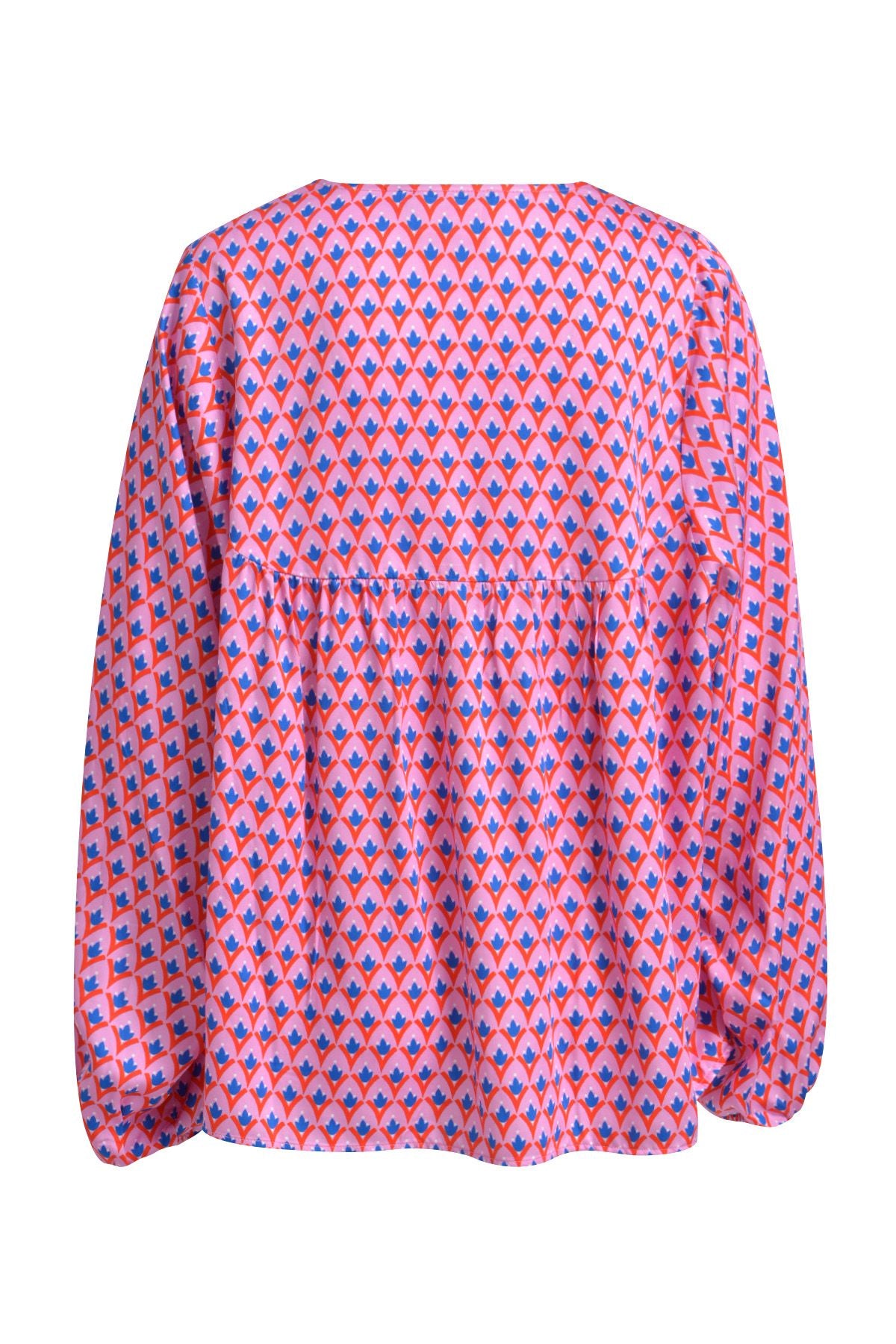 V-neck Volume Slv Blouse