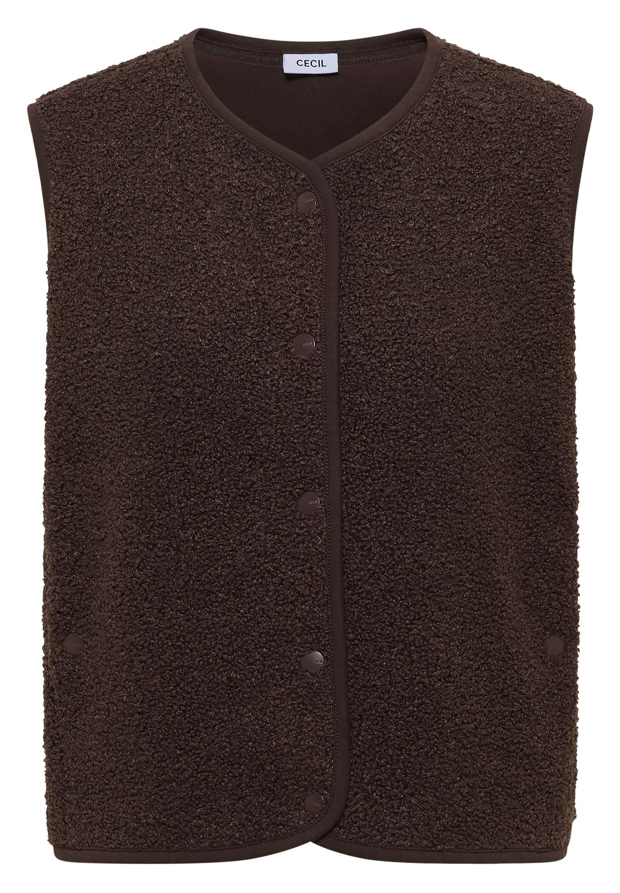 Weste aus Teddy-Material mit Rundhals