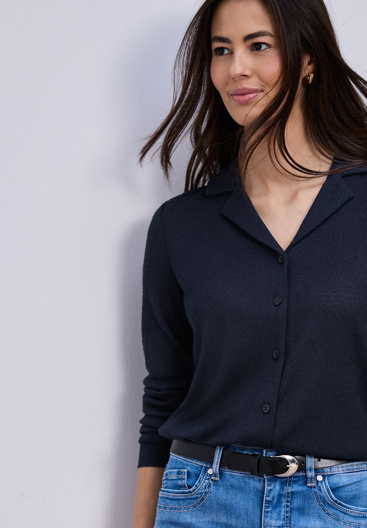 Langarm Jacke mit V-Neck