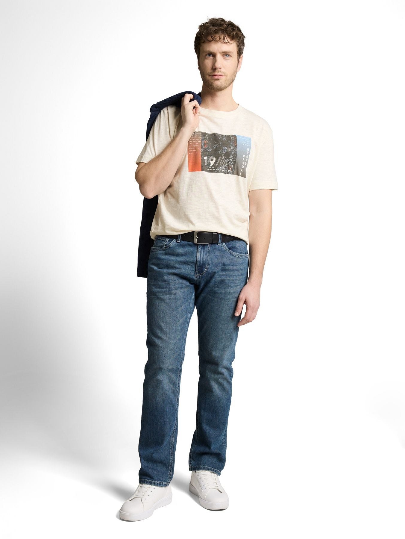 T-Shirt in Melange-Optik mit Print