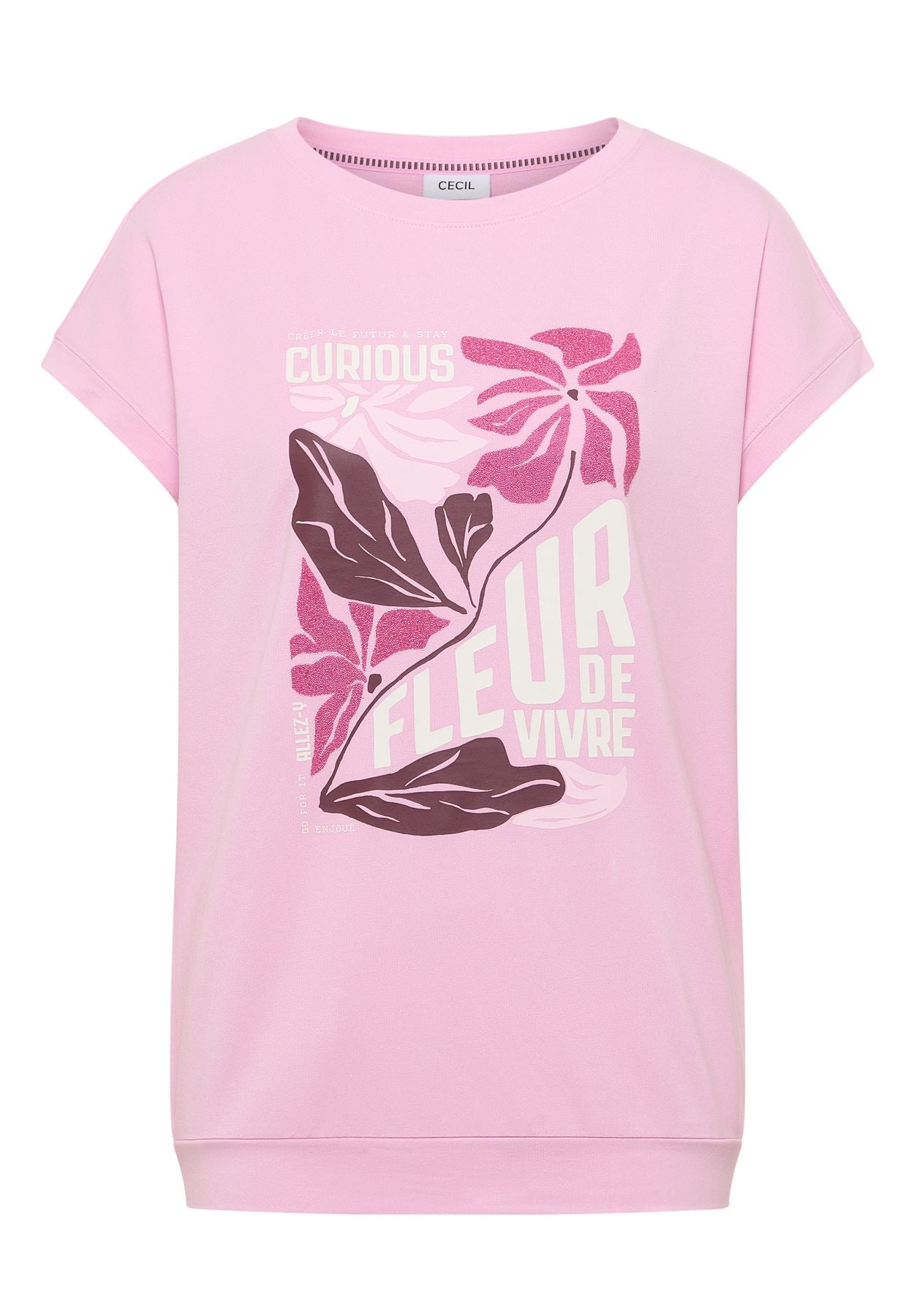 T-Shirt mit Boatneck und Frontprint