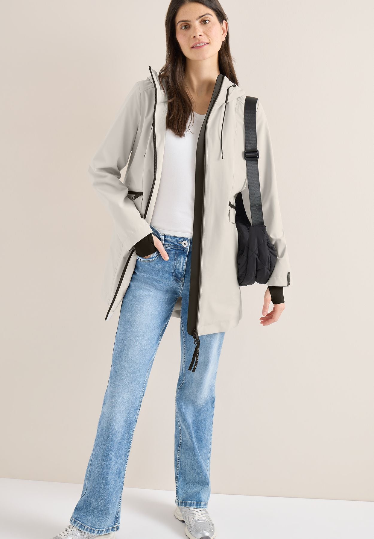 Mantel mit Kapuze und 2-Wege-Zipper