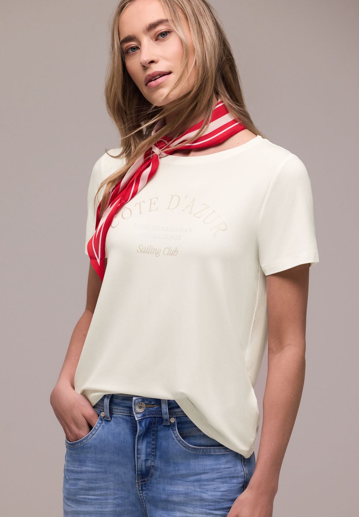 T-Shirt mit Rundhals und Wording
