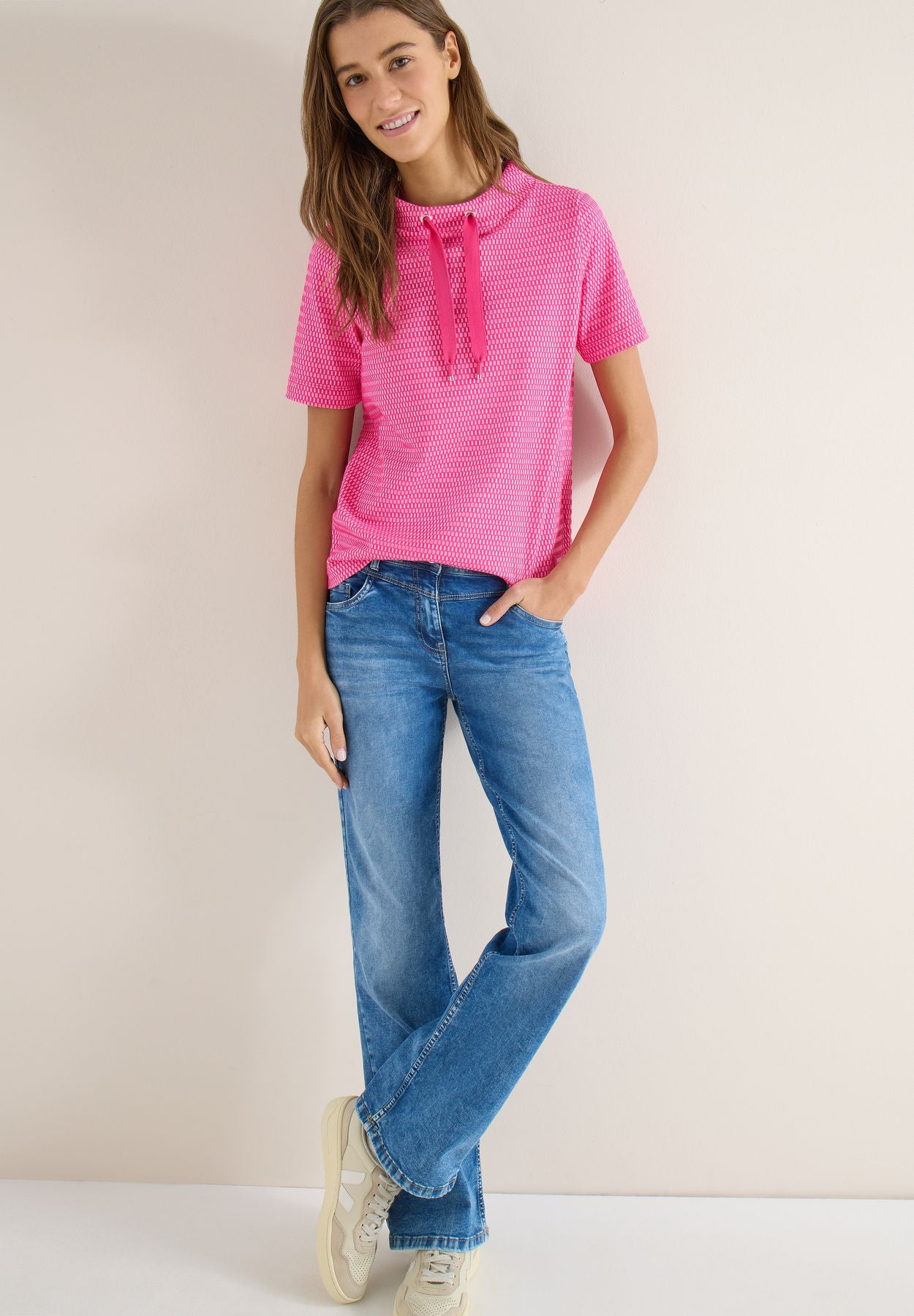Shirt mit Funnel Neck im Two-Tone-Look
