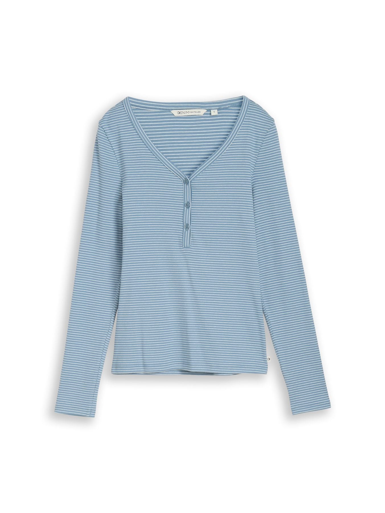 Slim Fit Henley Langarmshirt mit Streifenmuster