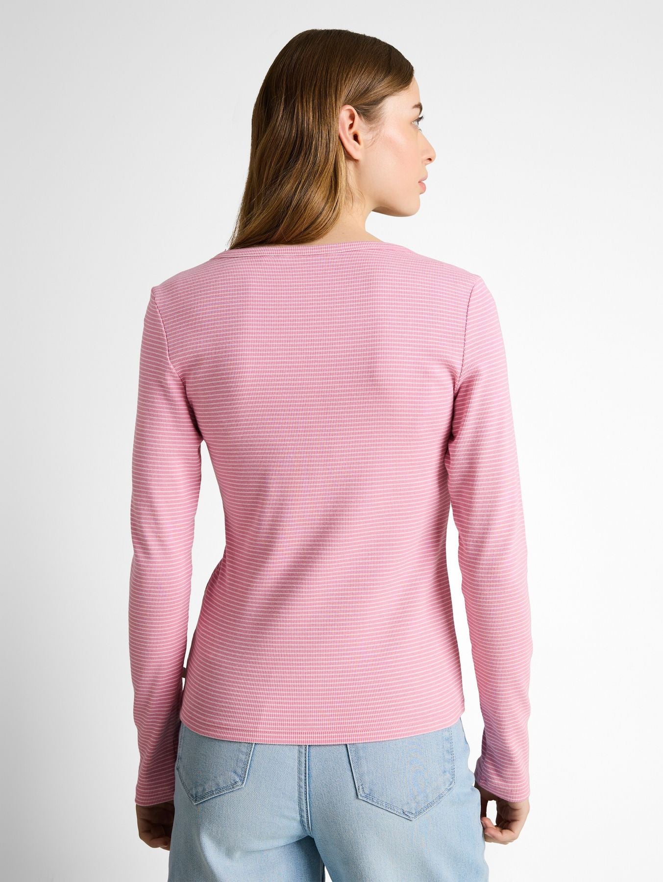 Slim Fit Henley Langarmshirt mit Streifenmuster