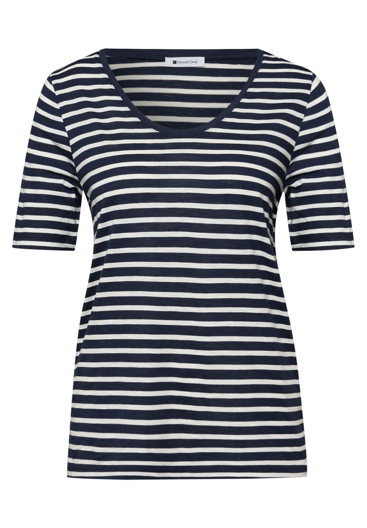 T-Shirt mit gerundetem V-Ausschnitt