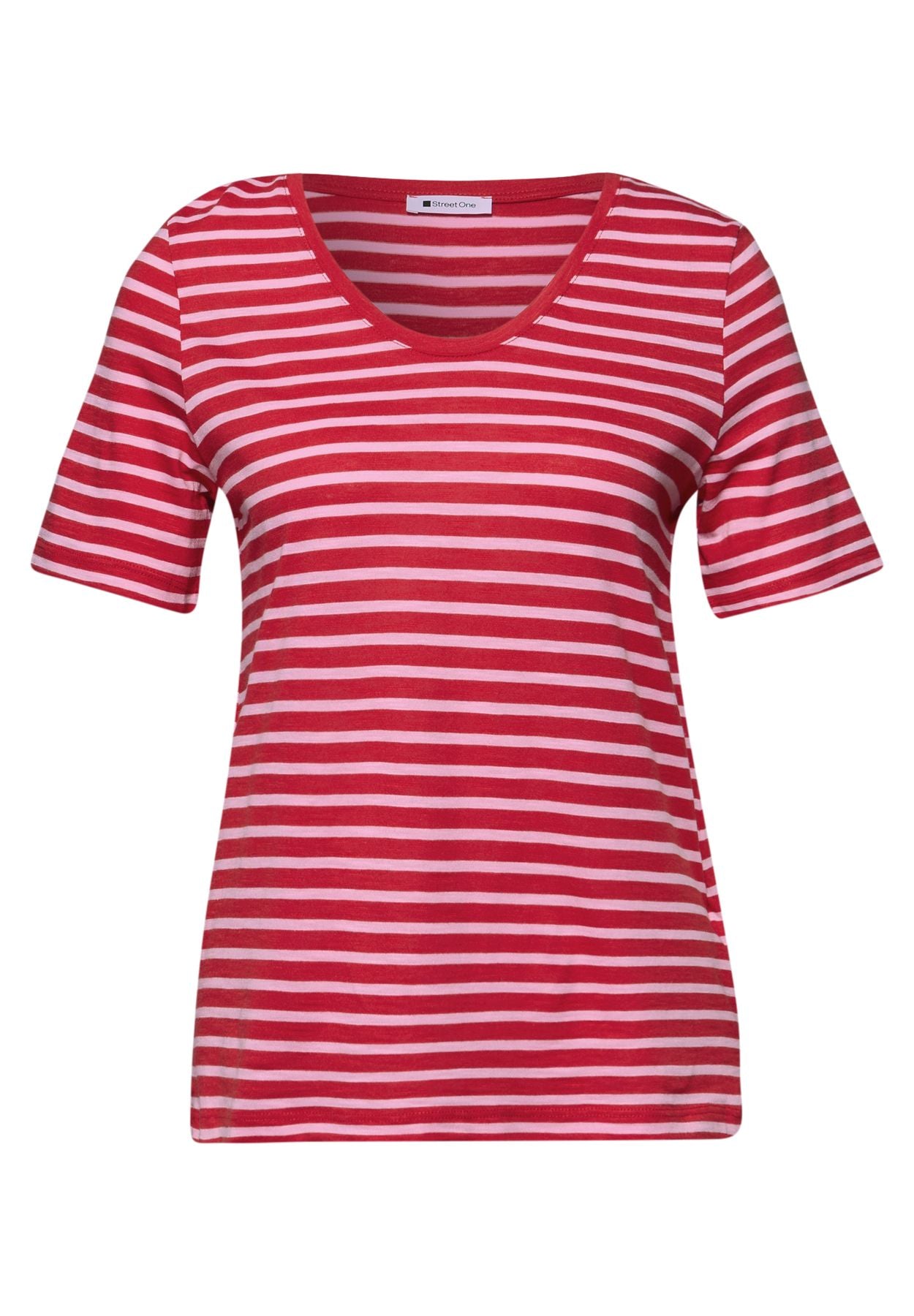T-Shirt mit gerundetem V-Ausschnitt