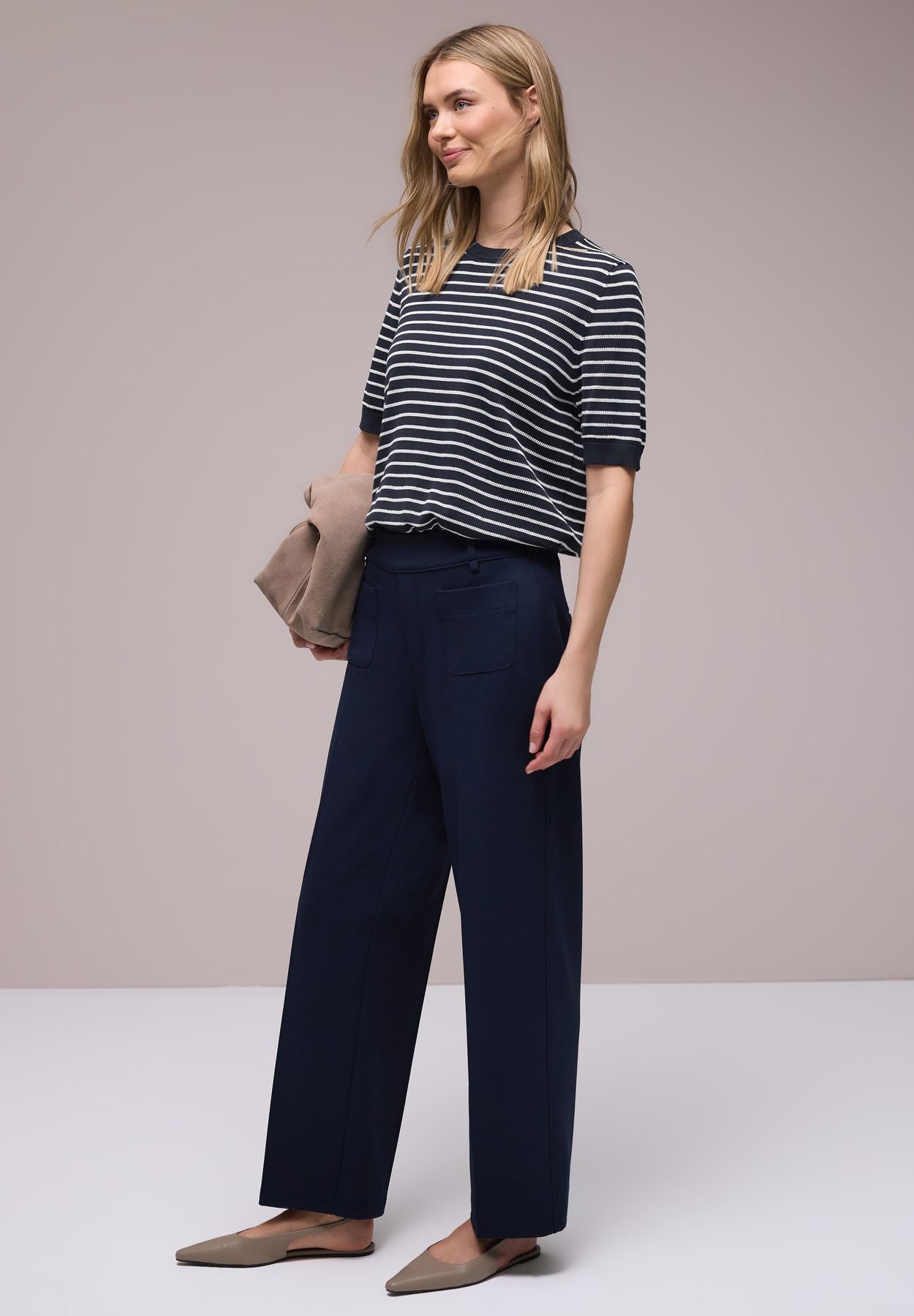 Kurzarm Pullover mit Streifenmuster