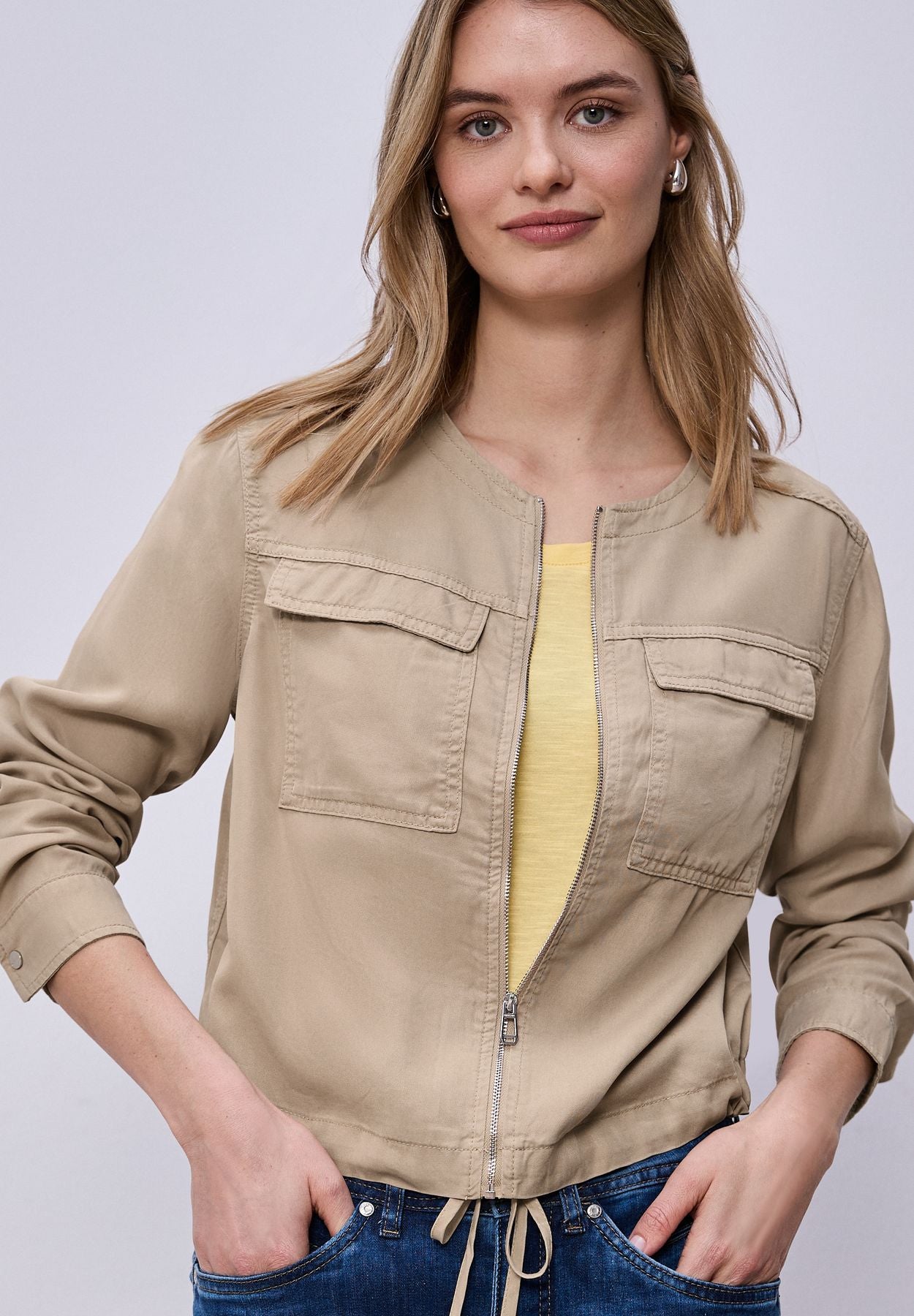 Jacke im Washed-Look mit Tunnelzug