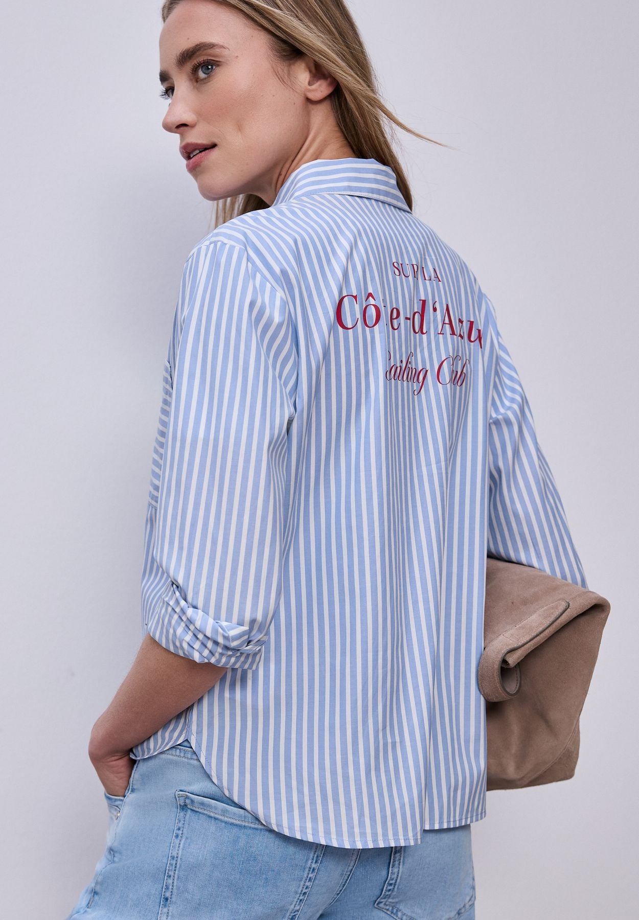 Bluse mit Hemdkragen und  Backprint