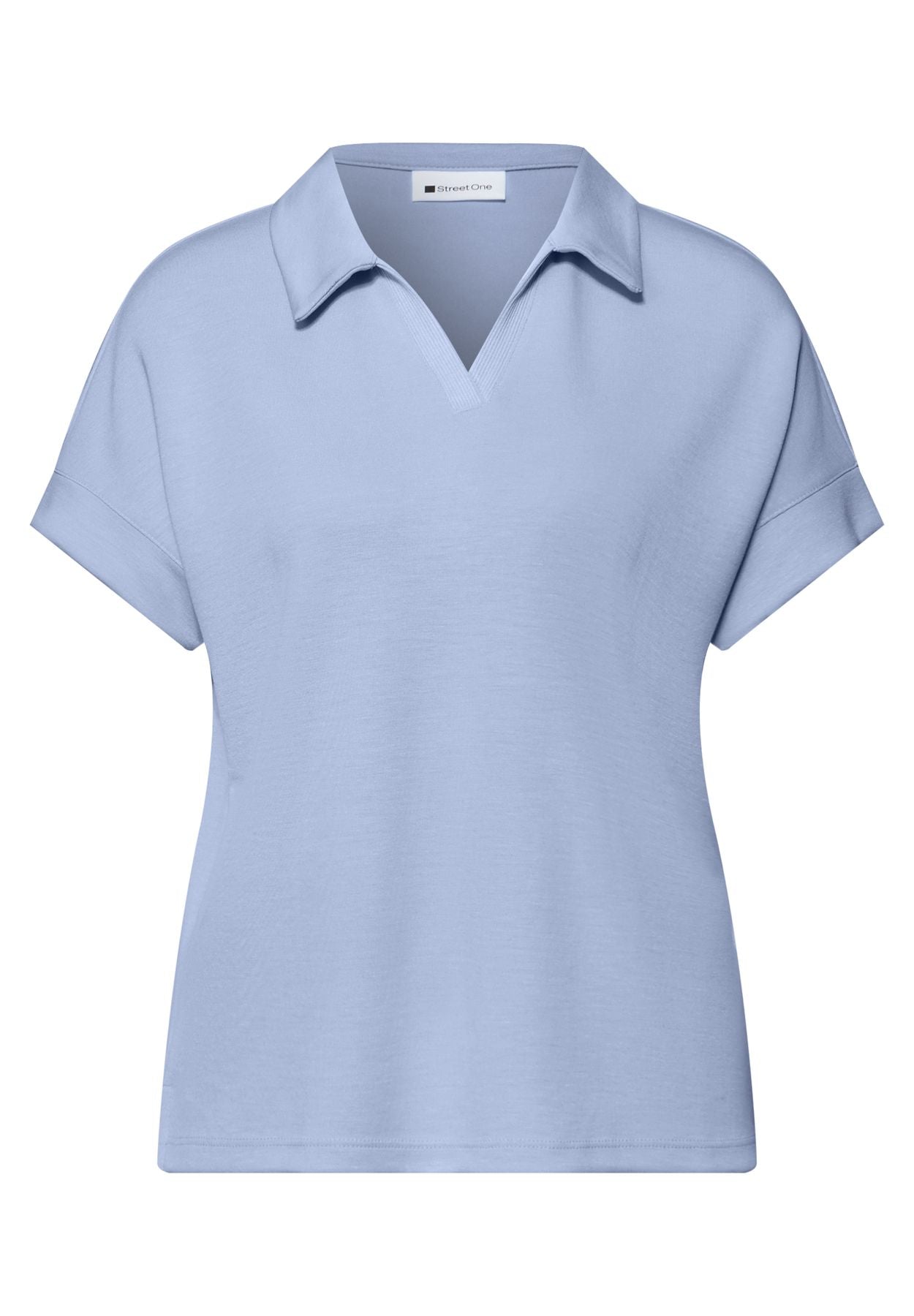 Kurzarm Poloshirt mit Rippdetail