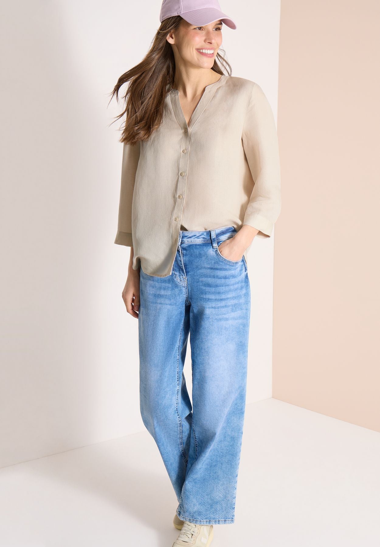 3/4-Arm Bluse aus Leinenmix