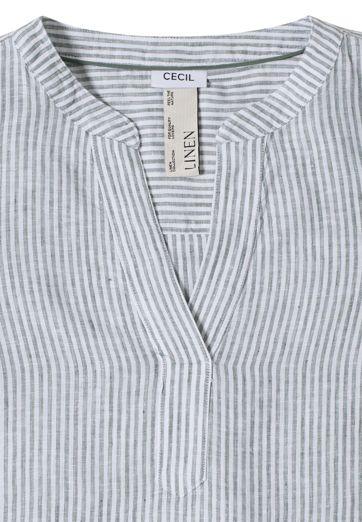 3/4-Arm Bluse mit Split Neck aus Leinen