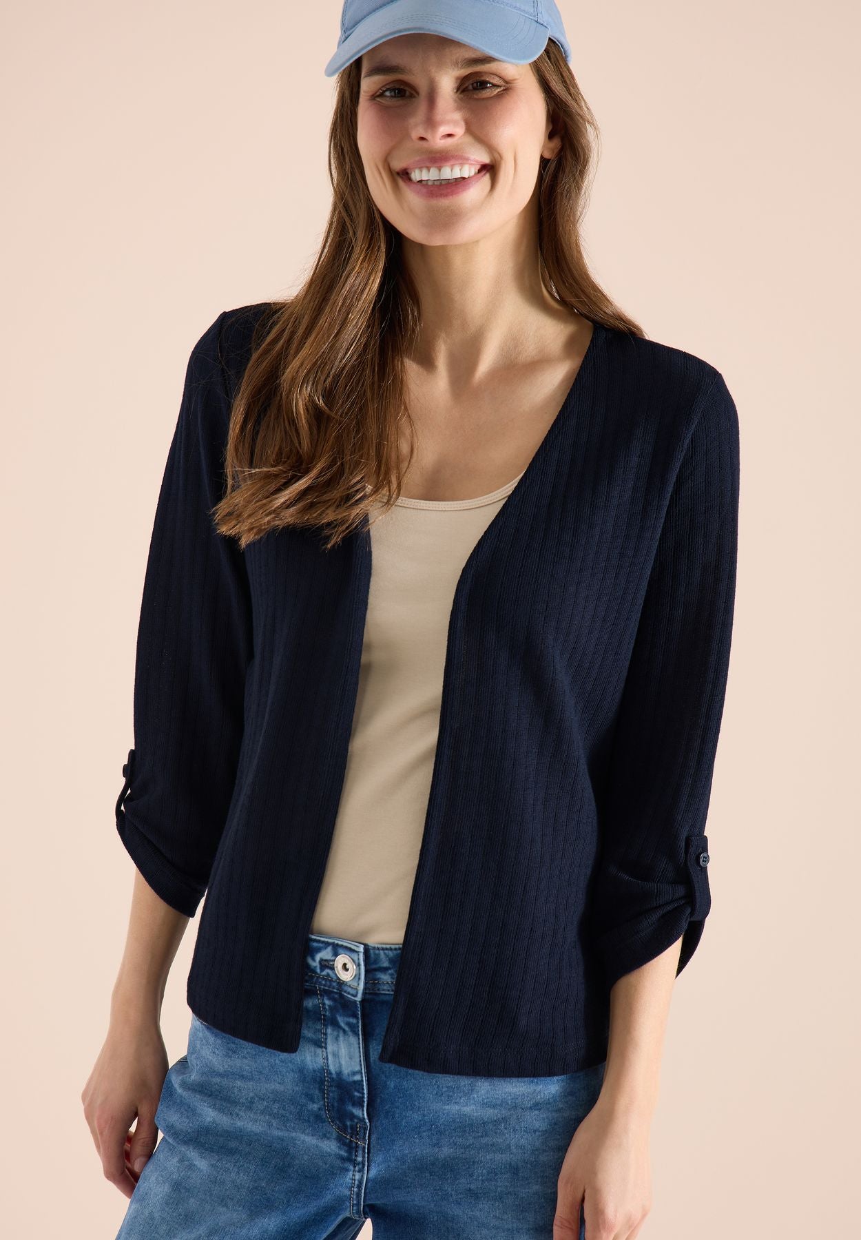 3/4-Arm Jacke in Strick-Optik