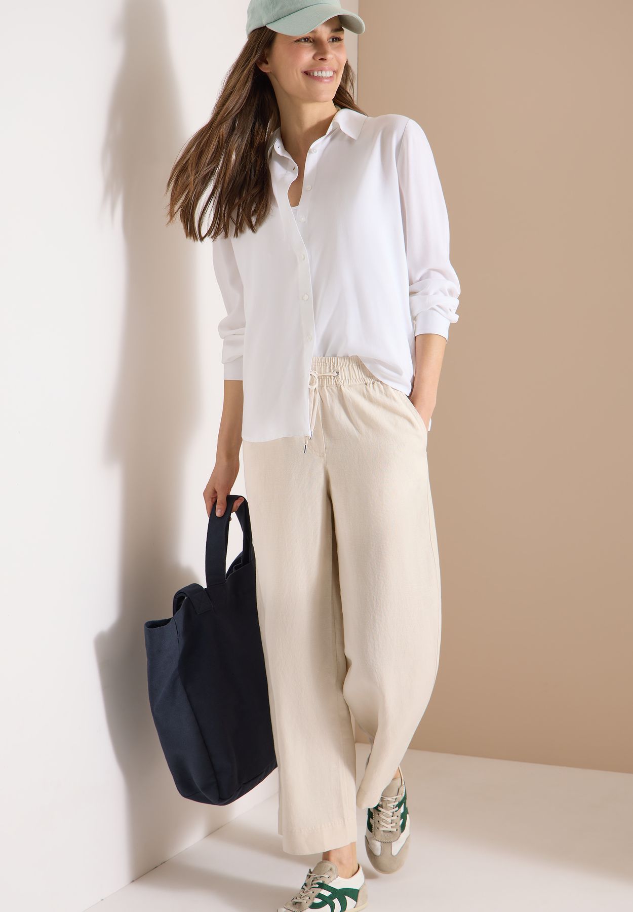 High Waist Wide Leg Hose aus Leinenmix