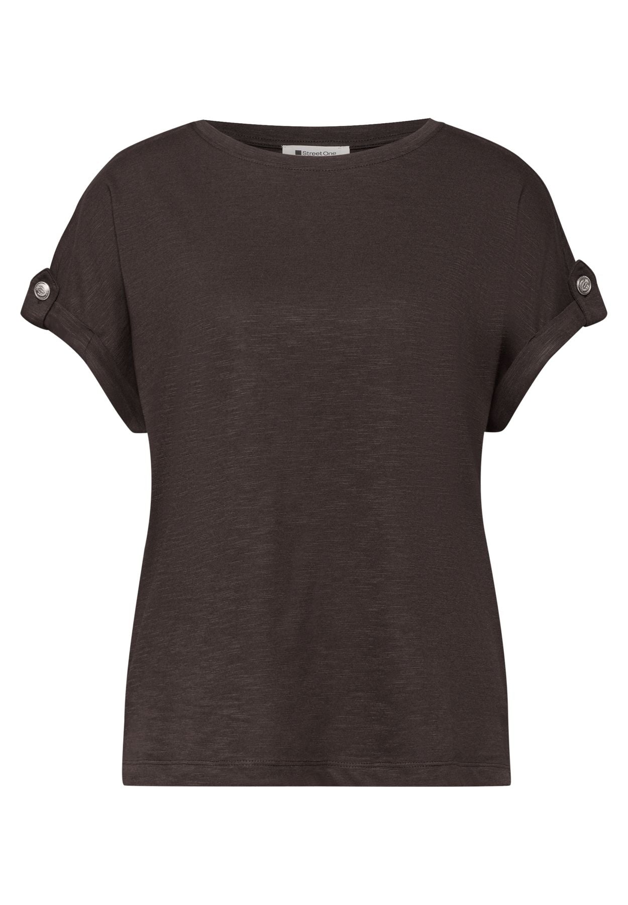 T-Shirt mit Rundhals und Knopfdetails