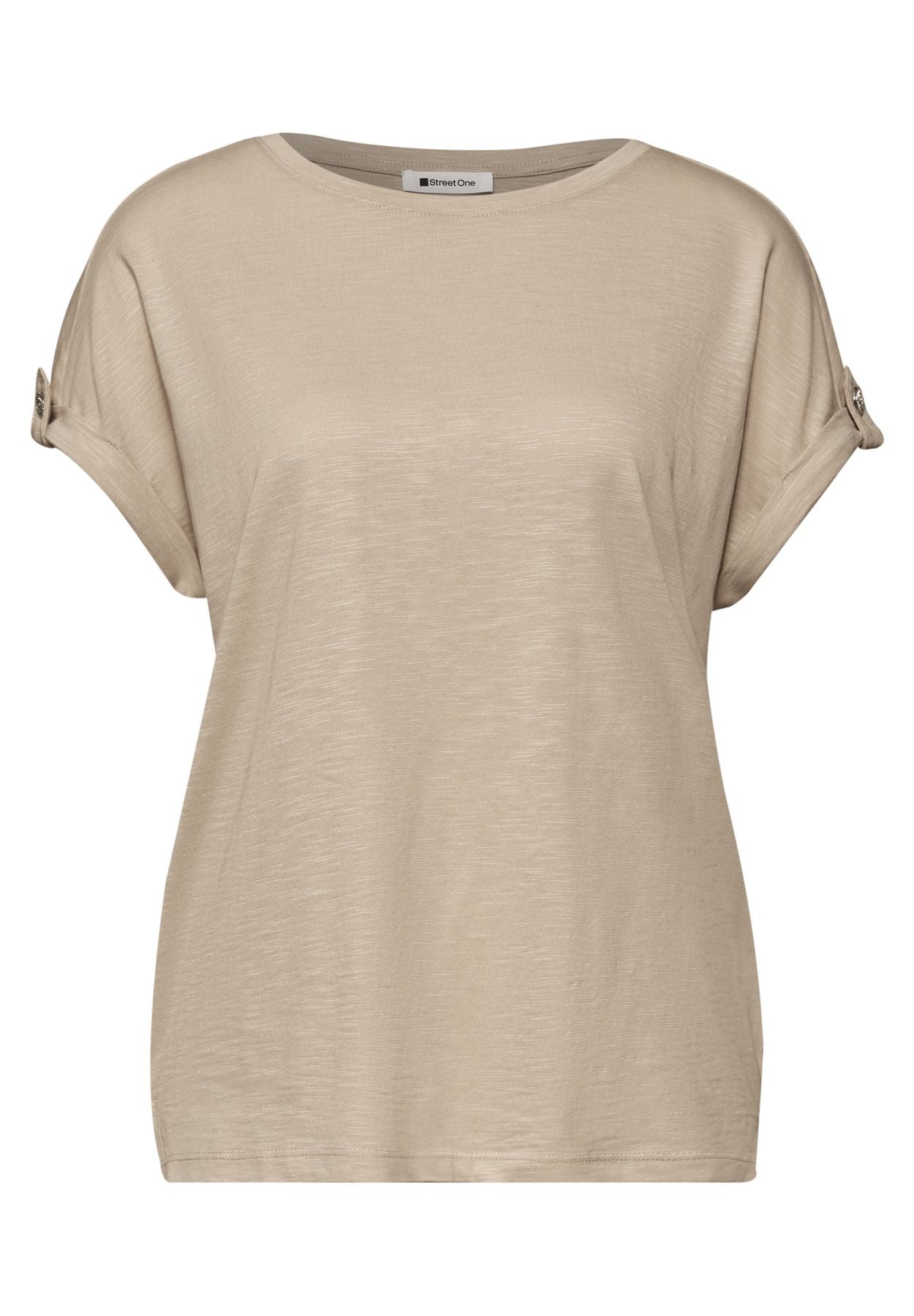 T-Shirt mit Rundhals und Knopfdetails