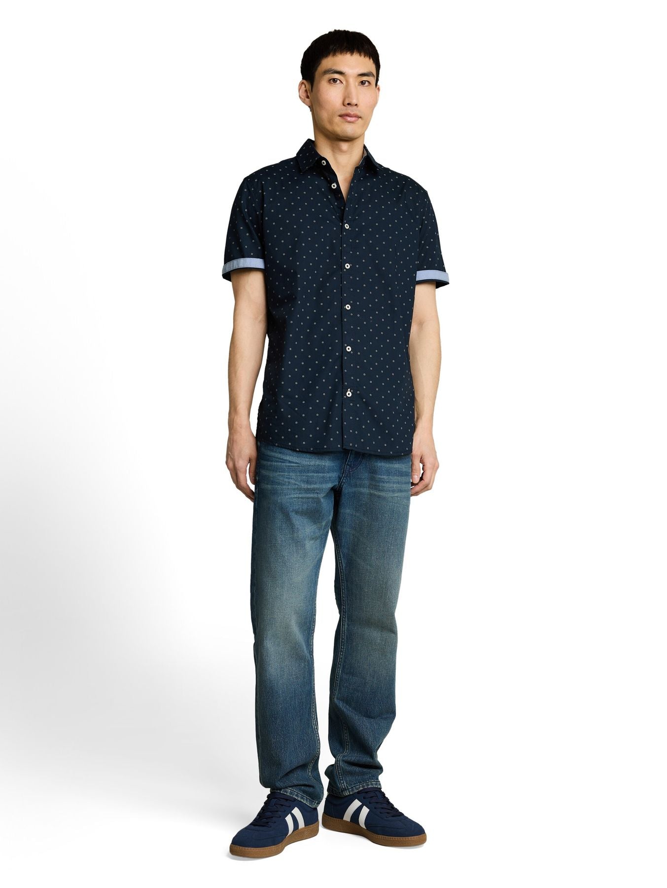 Fitted Kurzarmhemd mit Muster