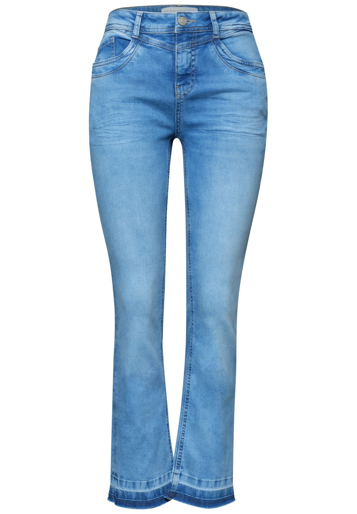 High Waist Flared Leg Jeans mit Ziersaum