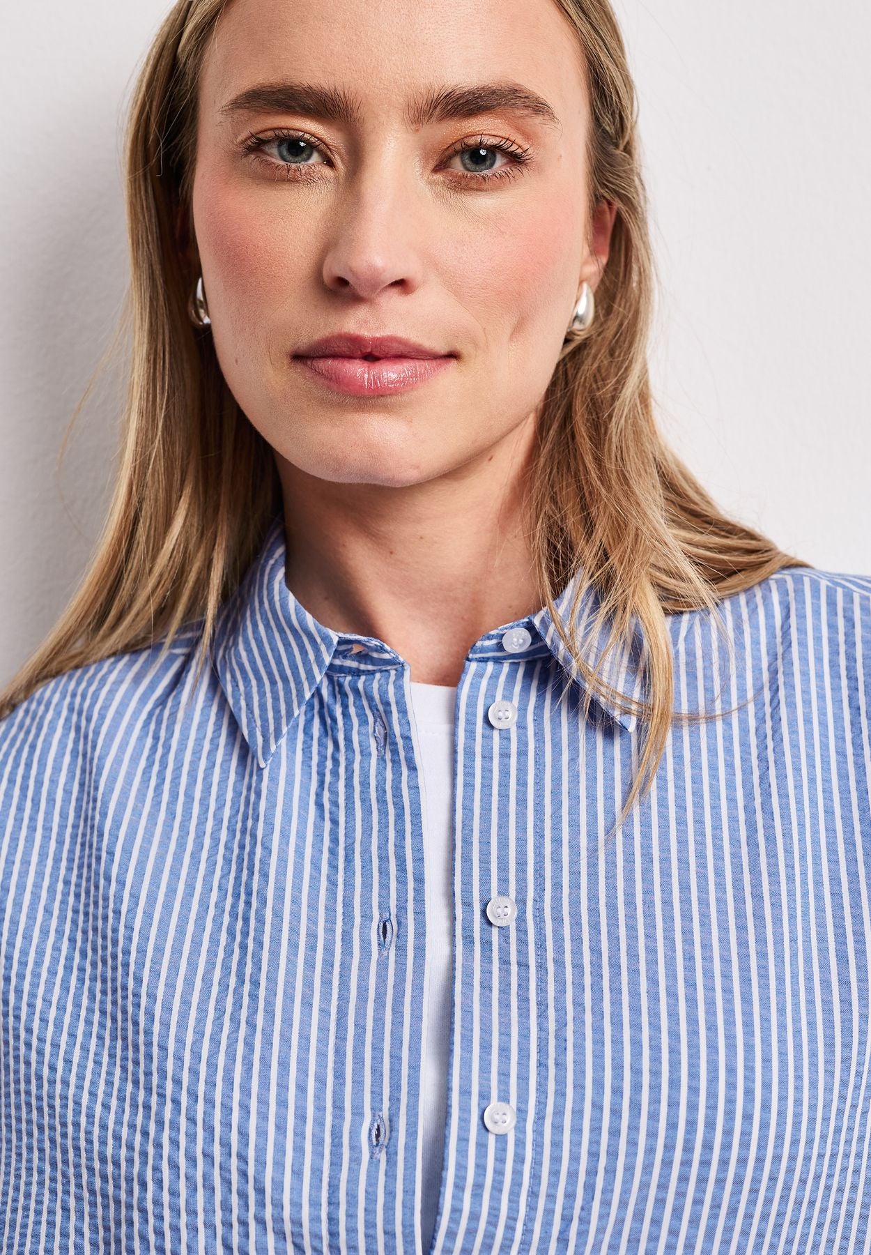 Langarm Bluse aus Seersuckerqualität